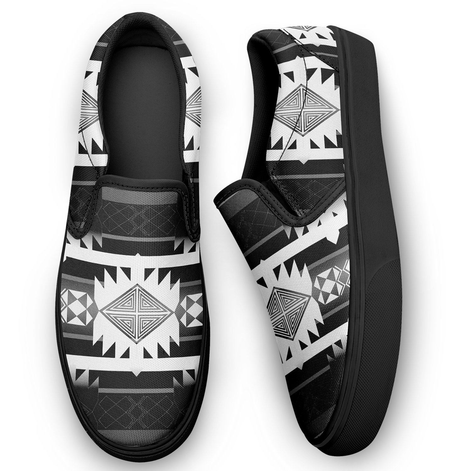 Okotoks Black and White Otoyimm Canvas Slip On Shoes 49 Dzine