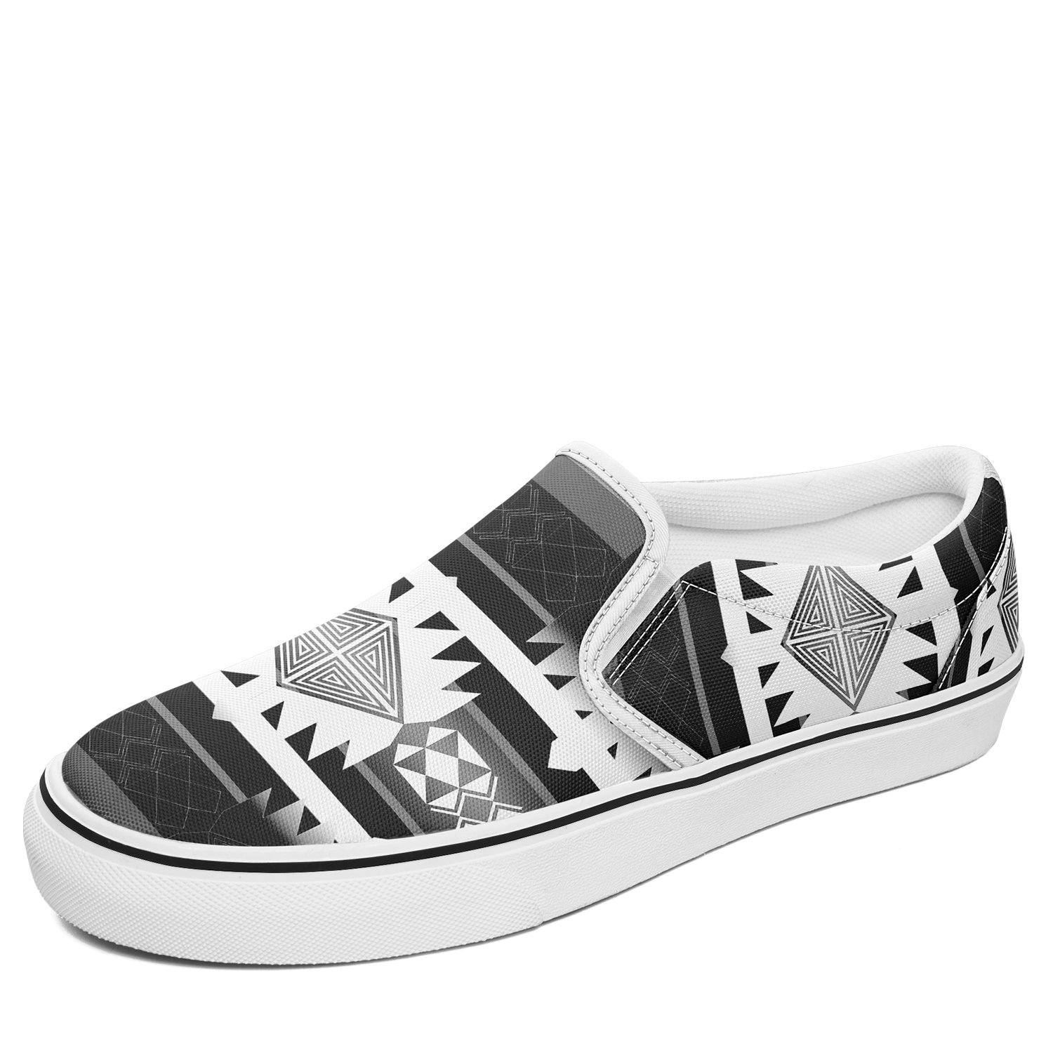 Okotoks Black and White Otoyimm Canvas Slip On Shoes 49 Dzine