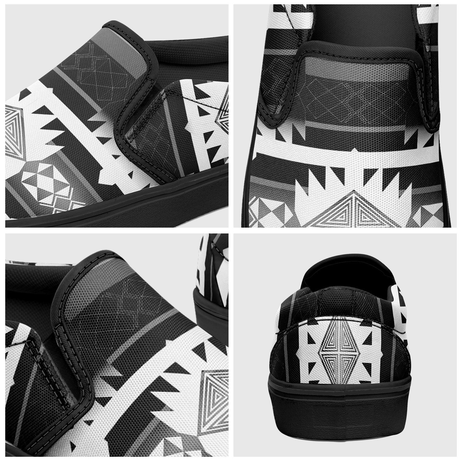 Okotoks Black and White Otoyimm Canvas Slip On Shoes 49 Dzine