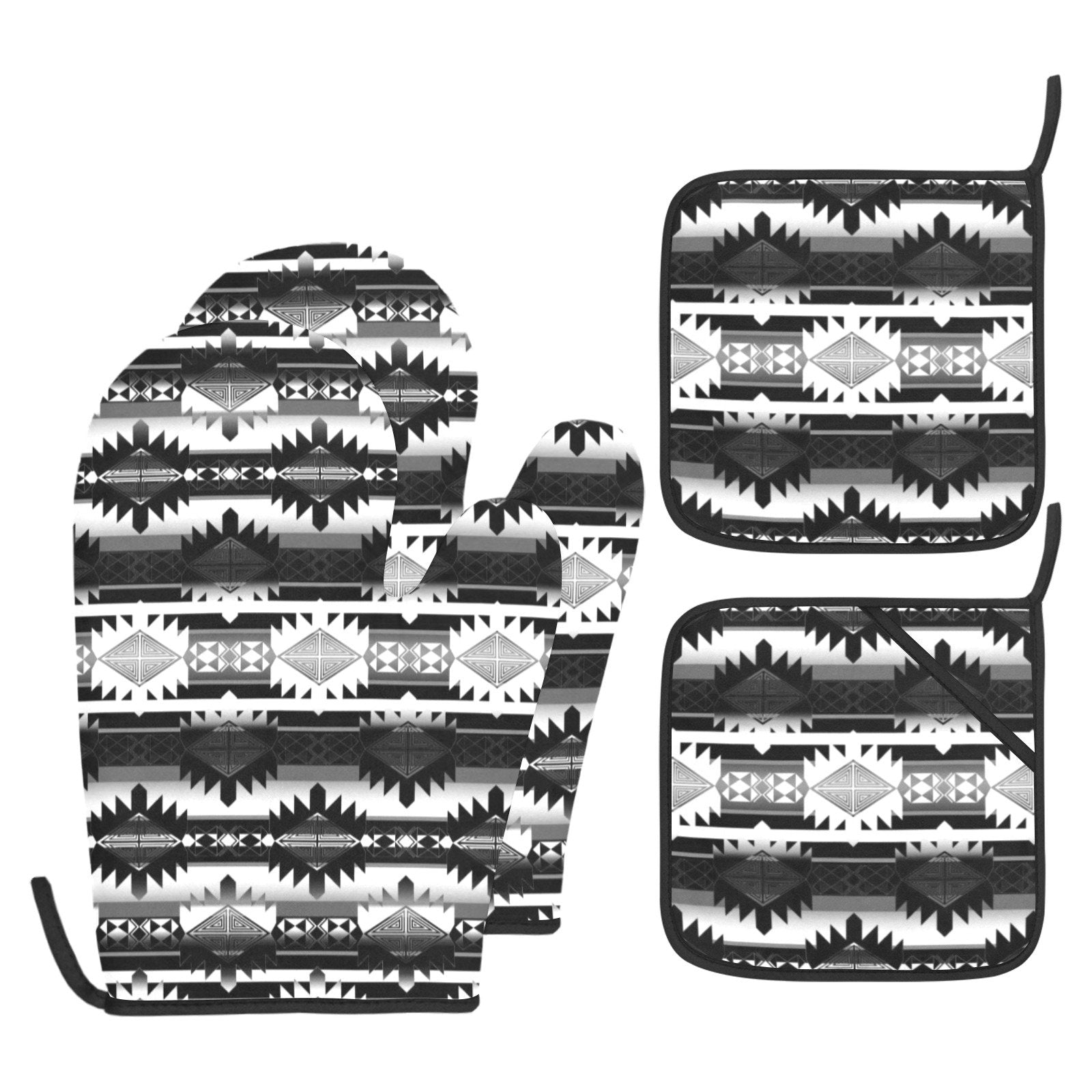 Okotoks Black and White Oven Mitt & Pot Holder Oven Mitt & Pot Holder e-joyer