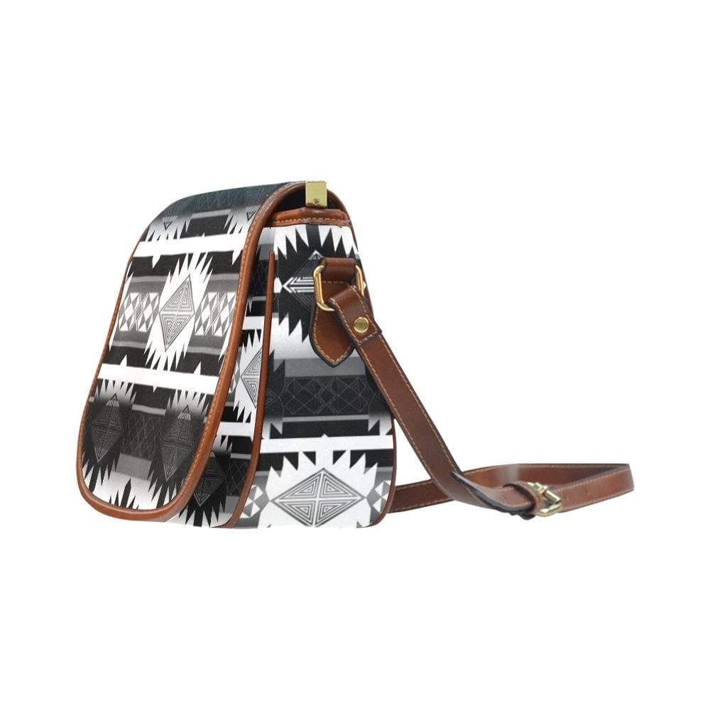 Okotoks Black and White Saddle Bag/Small (Model 1649) Full Customization Saddle Bag/Small (Full Customization) e-joyer