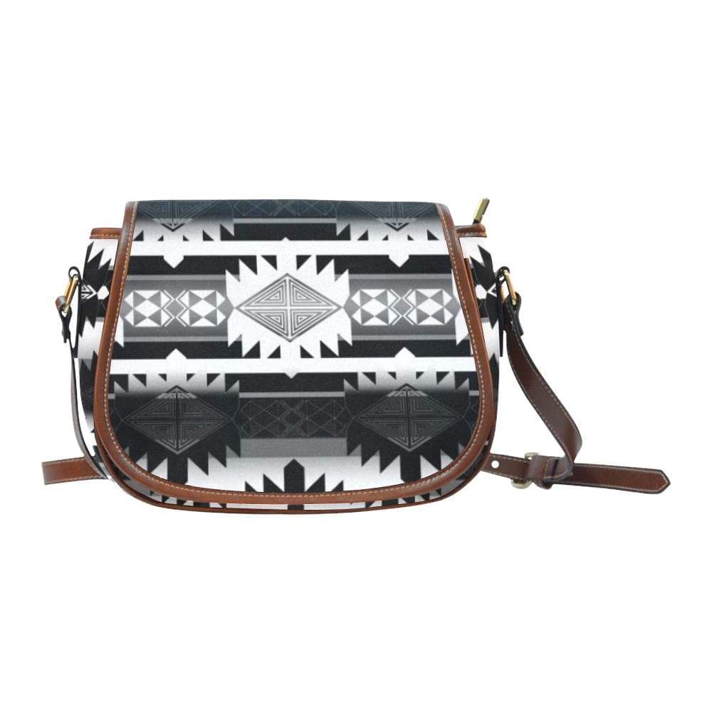 Okotoks Black and White Saddle Bag/Small (Model 1649) Full Customization Saddle Bag/Small (Full Customization) e-joyer