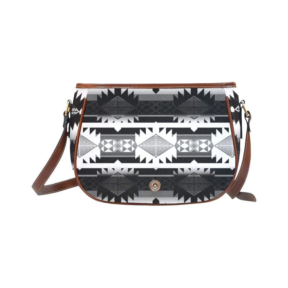 Okotoks Black and White Saddle Bag/Small (Model 1649) Full Customization Saddle Bag/Small (Full Customization) e-joyer