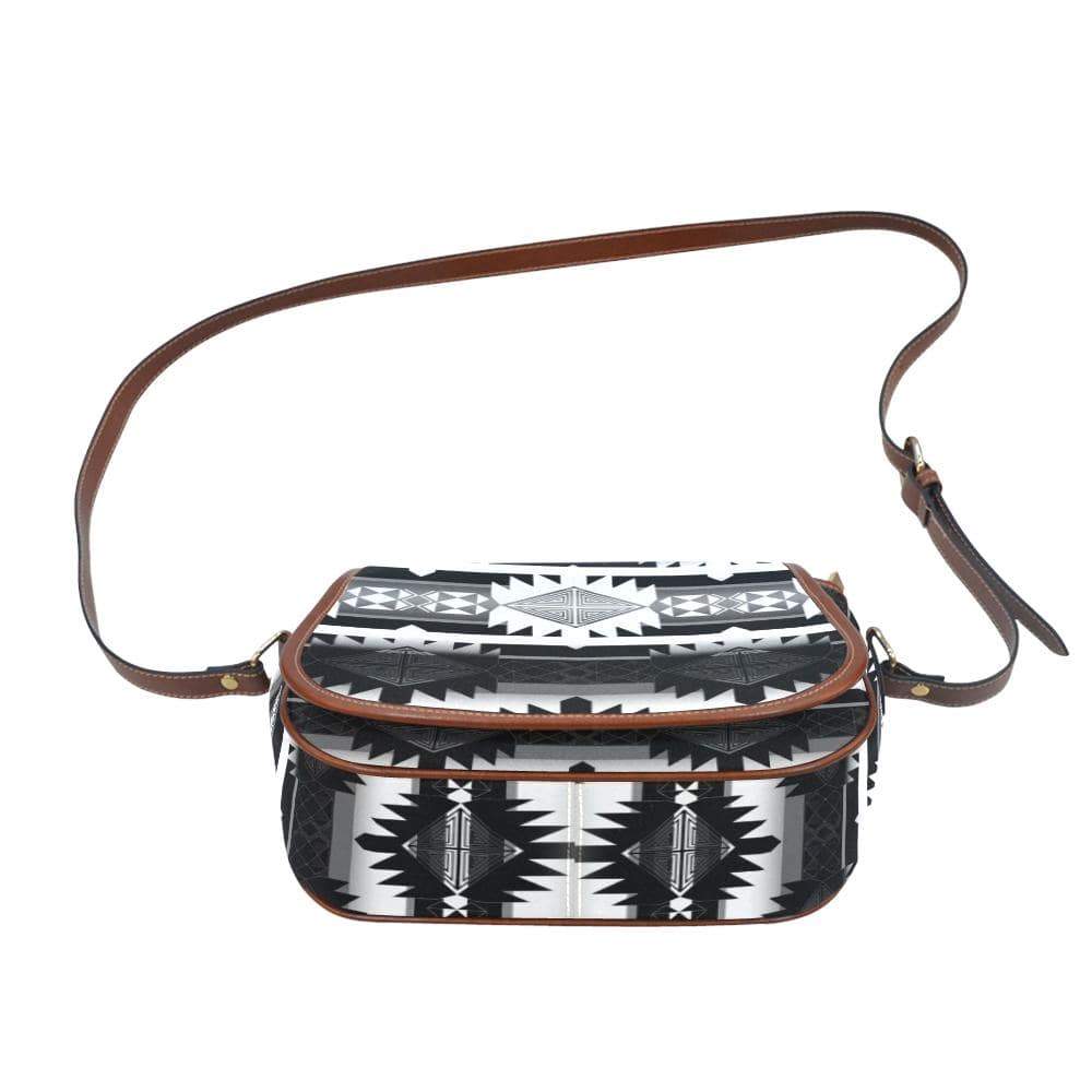 Okotoks Black and White Saddle Bag/Small (Model 1649) Full Customization Saddle Bag/Small (Full Customization) e-joyer