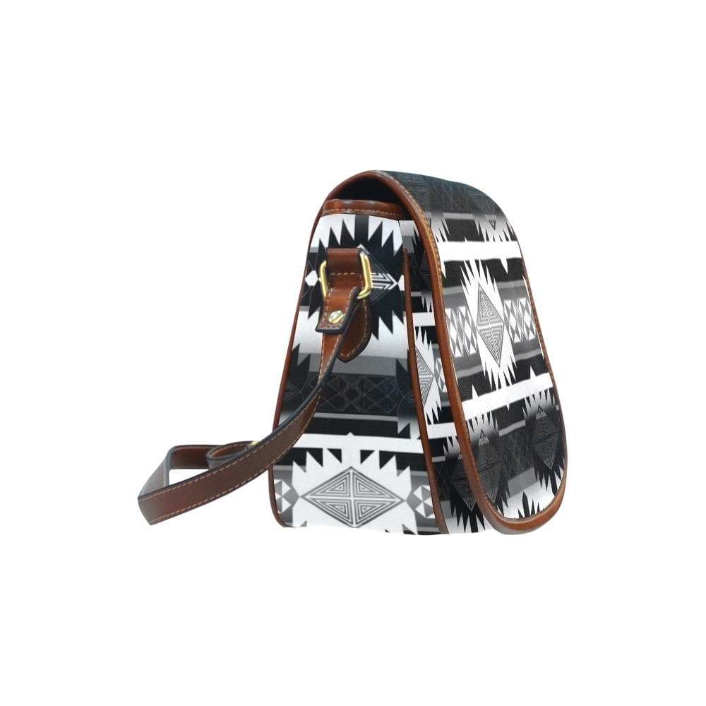 Okotoks Black and White Saddle Bag/Small (Model 1649) Full Customization Saddle Bag/Small (Full Customization) e-joyer