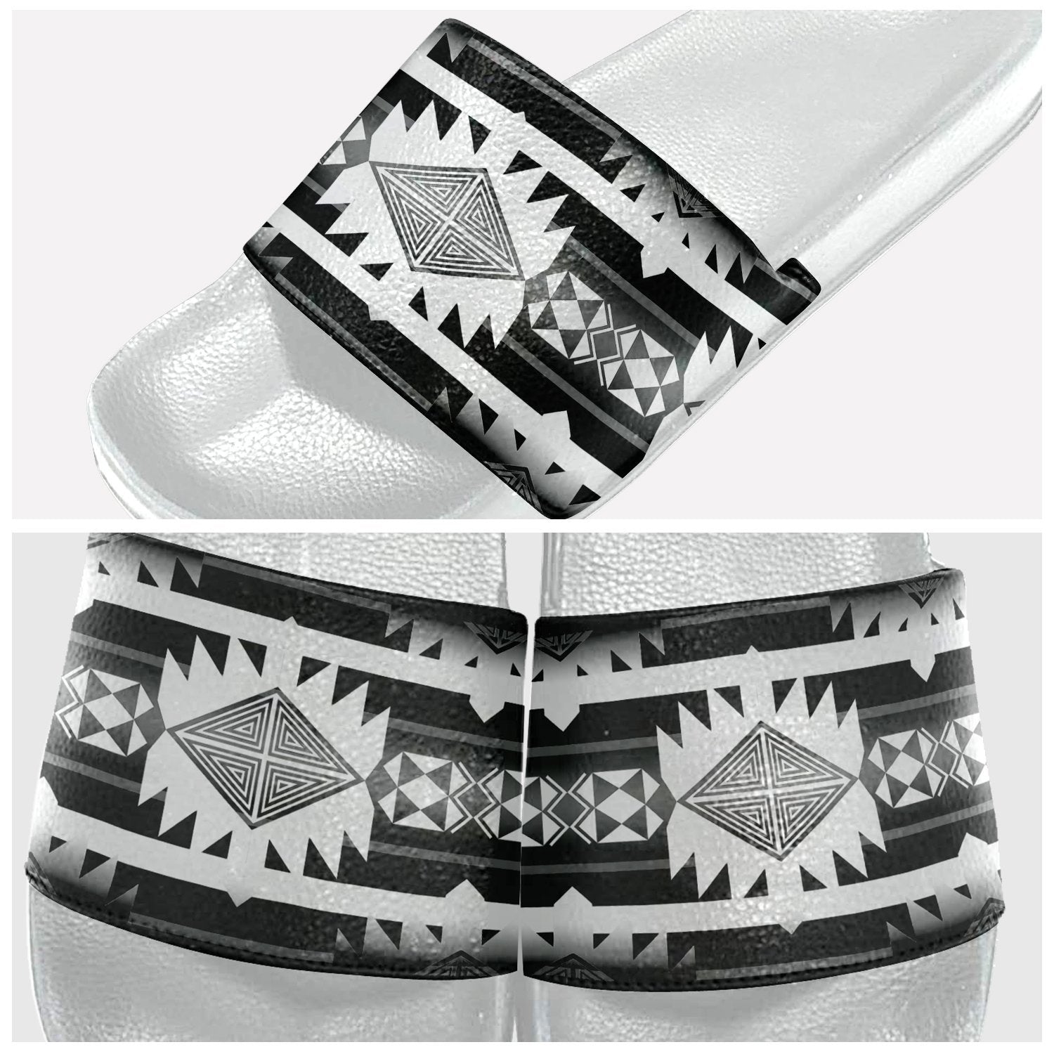 Okotoks Black and White Slide Sandals 49 Dzine