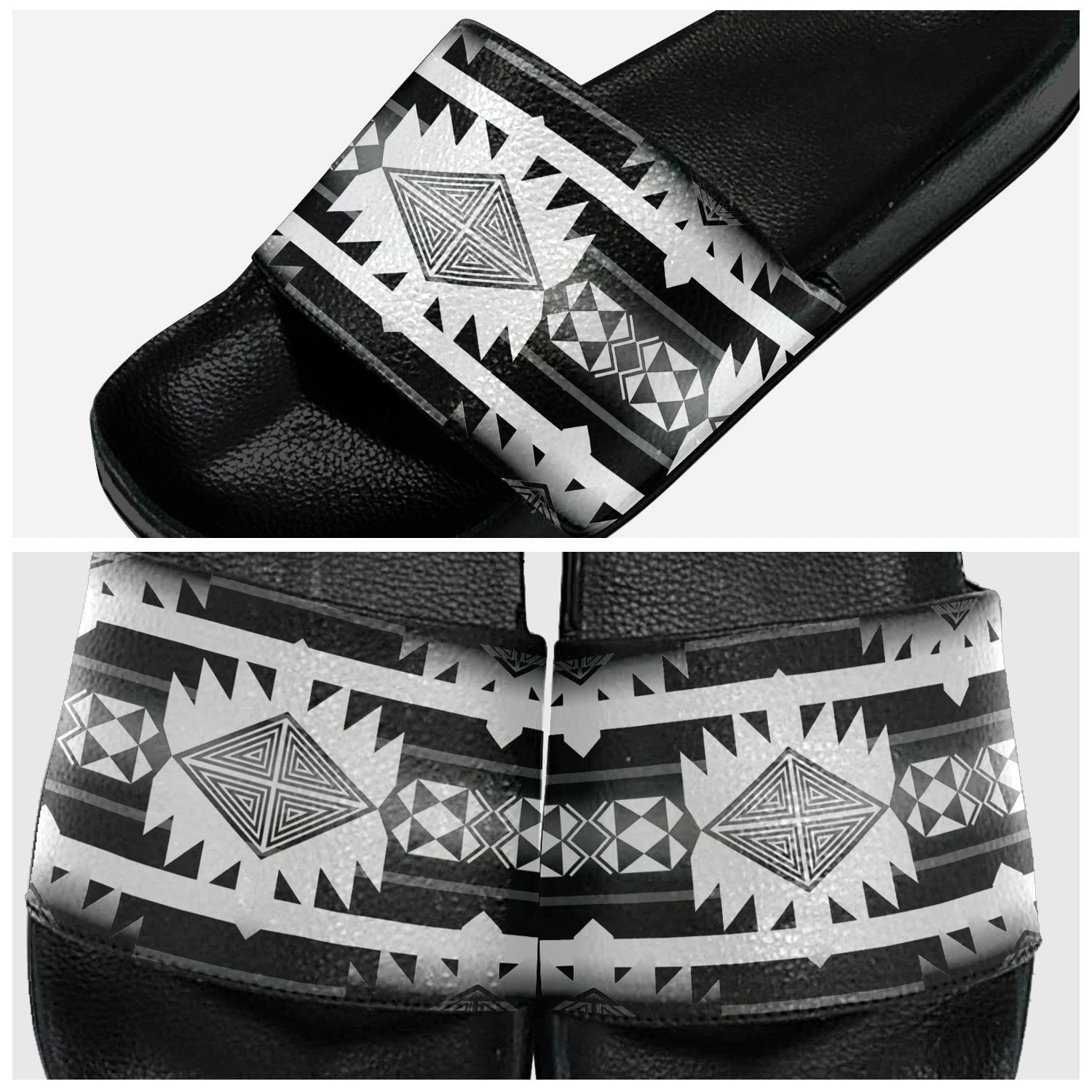 Okotoks Black and White Slide Sandals 49 Dzine