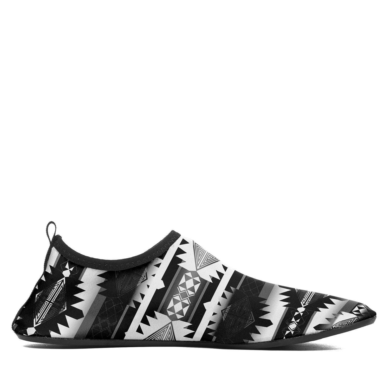 Okotoks Black and White Sockamoccs Kid's Slip On Shoes 49 Dzine