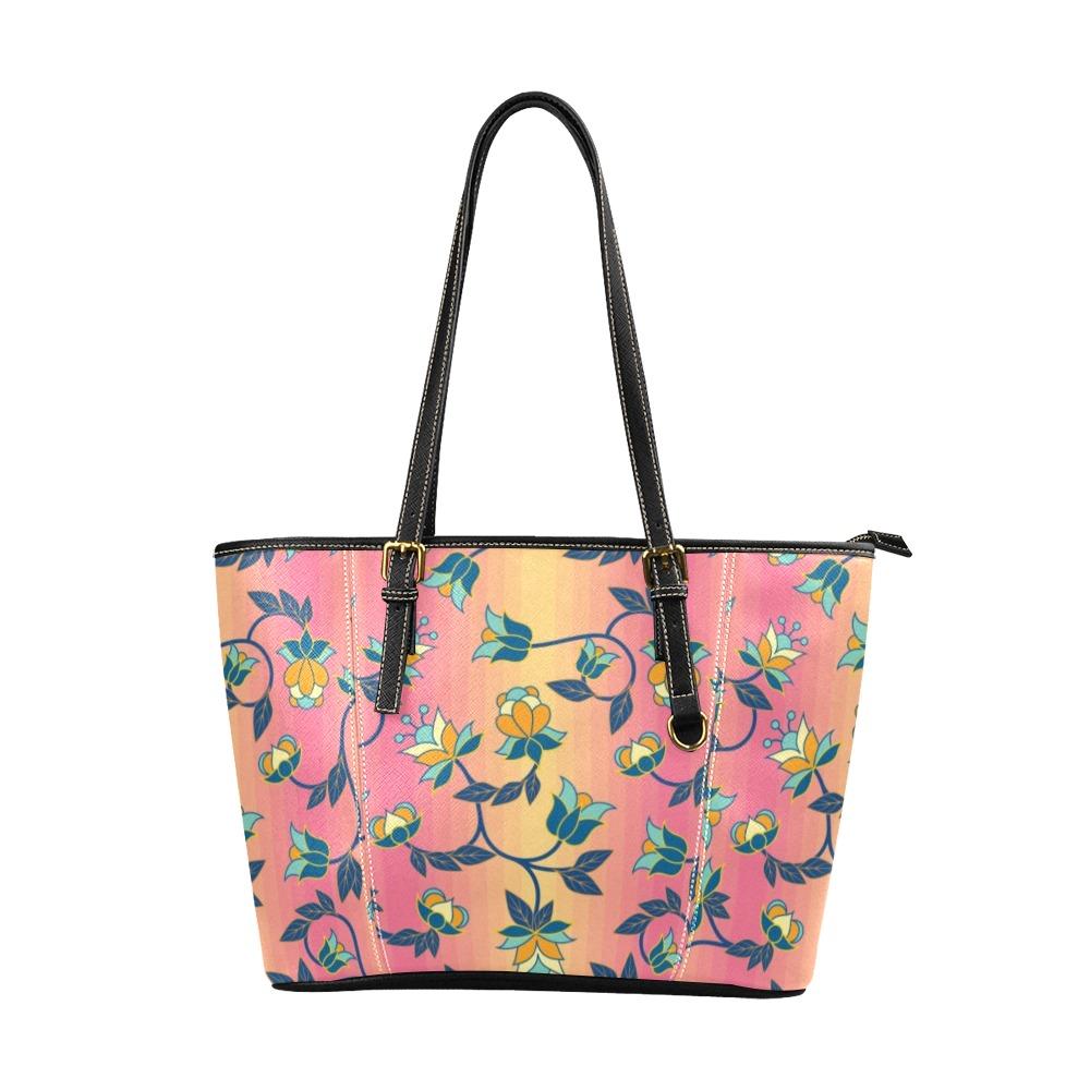 Orange Days Leather Tote Bag/Large (Model 1640) Leather Tote Bag (1640) e-joyer