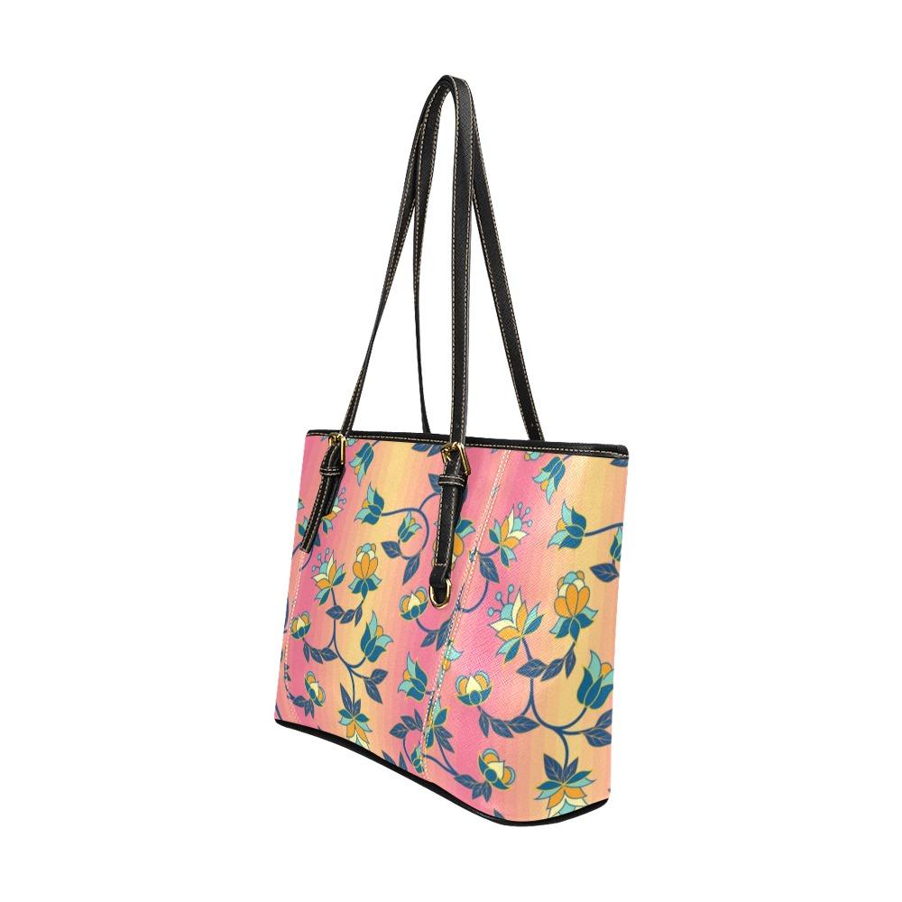 Orange Days Leather Tote Bag/Large (Model 1640) Leather Tote Bag (1640) e-joyer