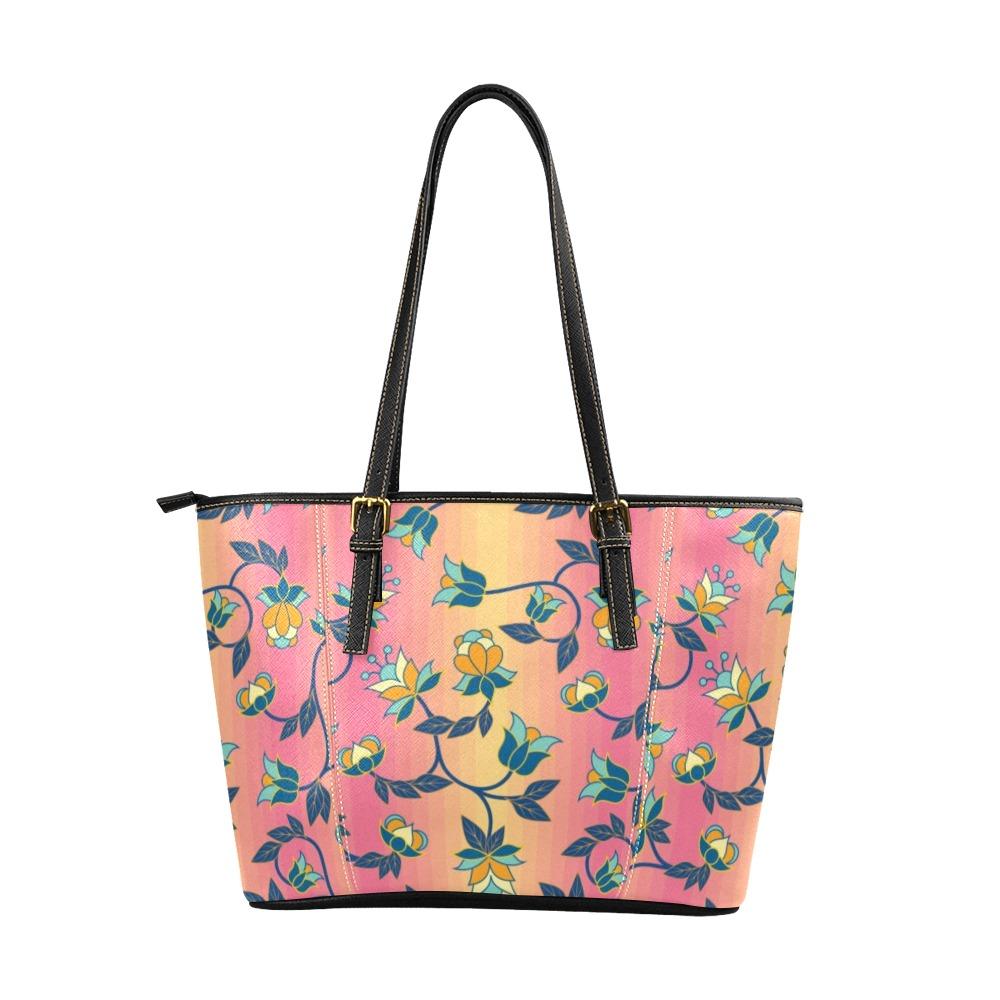 Orange Days Leather Tote Bag/Large (Model 1640) Leather Tote Bag (1640) e-joyer