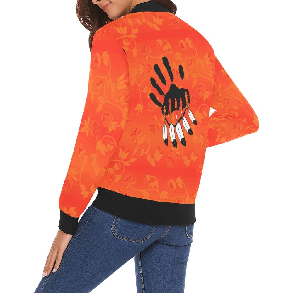 Orange Days Orange A feather for each All Over Print Bomber Jacket for Women (Model H19) All Over Print Bomber Jacket for Women (H19) e-joyer