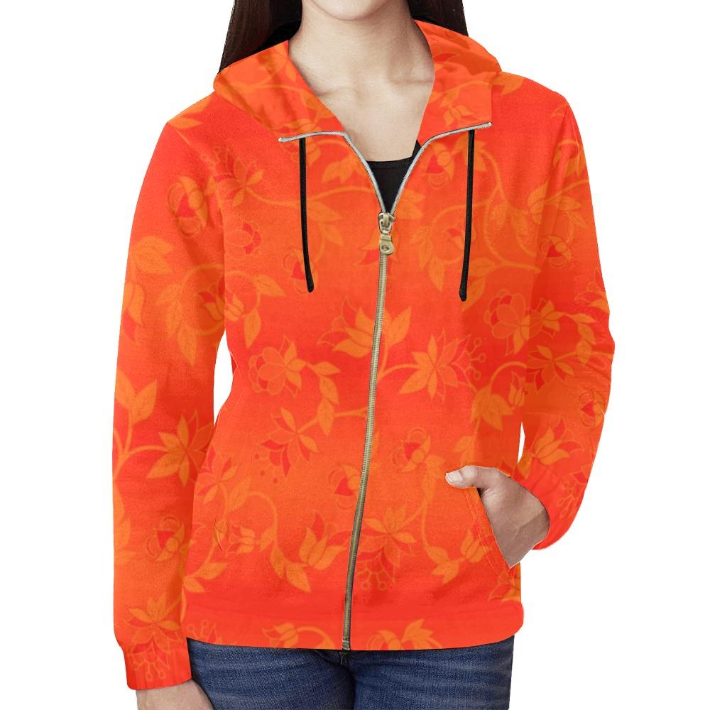 Orange Days Orange A feather for each All Over Print Full Zip Hoodie for Women (Model H14) All Over Print Full Zip Hoodie for Women (H14) e-joyer