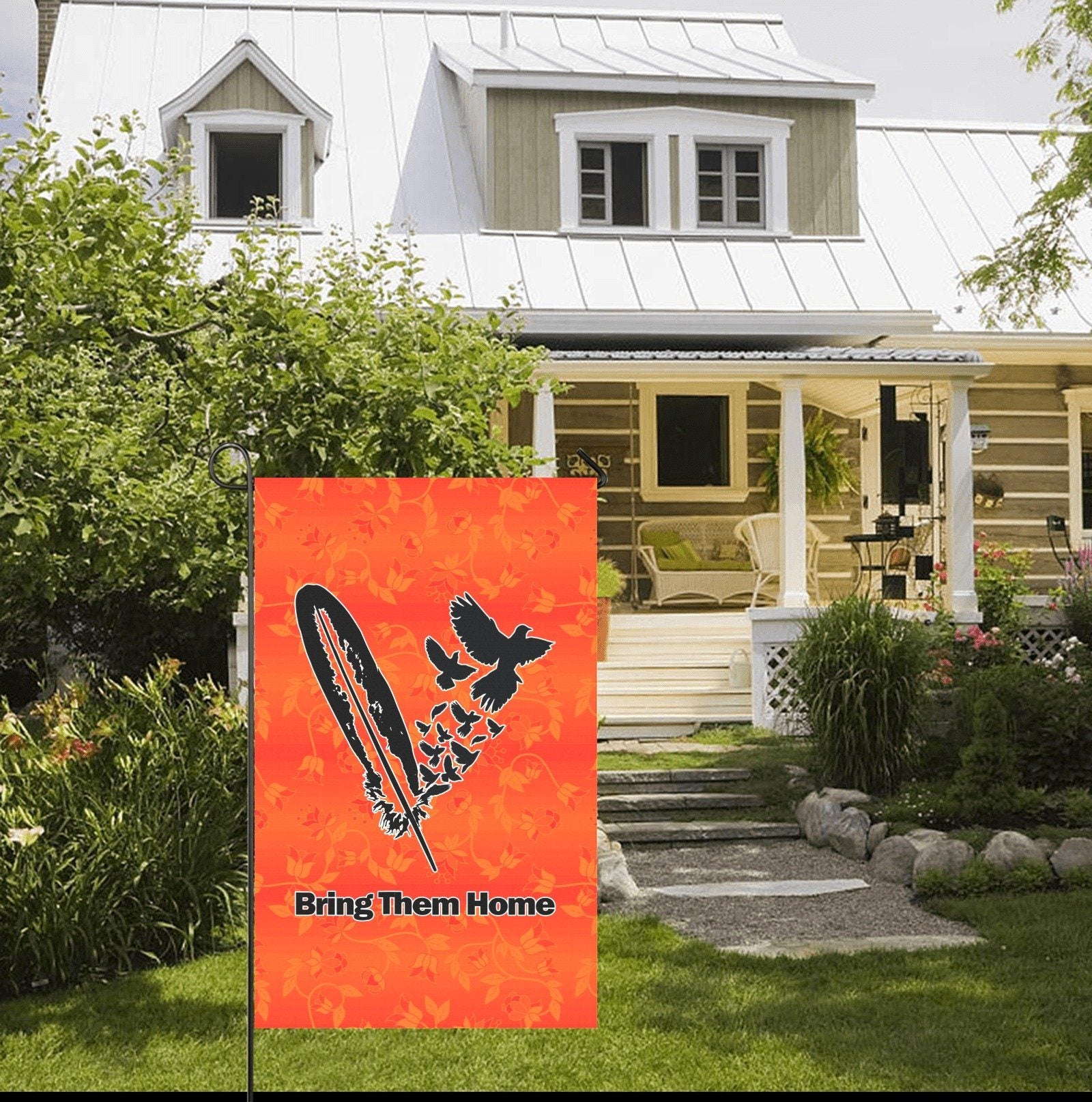 Orange Days Orange - Bring Them Home Feather with Doves Garden Flag 36''x60'' (Two Sides Printing) Garden Flag 36‘’x60‘’ (Two Sides) e-joyer