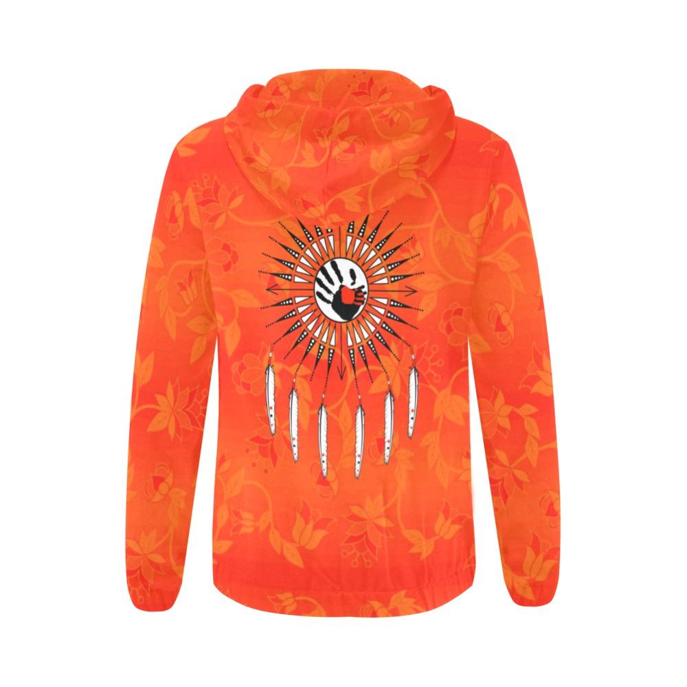 Orange Days Orange Feather Directions All Over Print Full Zip Hoodie for Women (Model H14) All Over Print Full Zip Hoodie for Women (H14) e-joyer