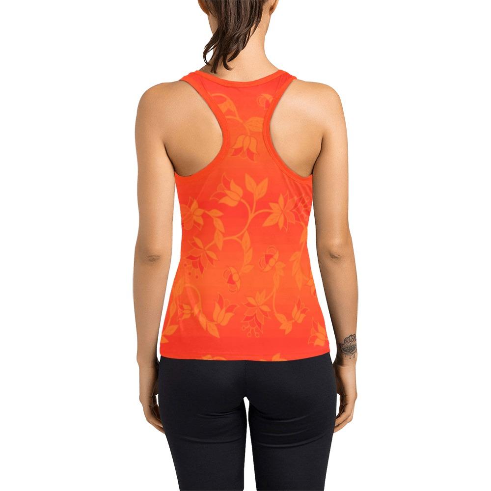 Orange Days Orange Feather Directions Women's Racerback Tank Top (Model T60) Racerback Tank Top (T60) e-joyer