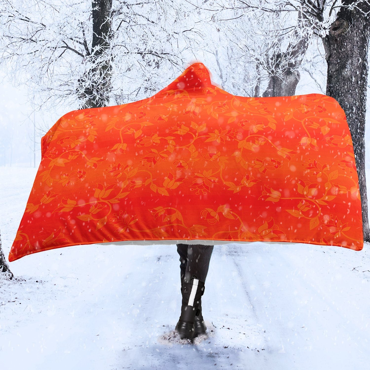 Orange Days Orange Hooded Blanket blanket 49 Dzine