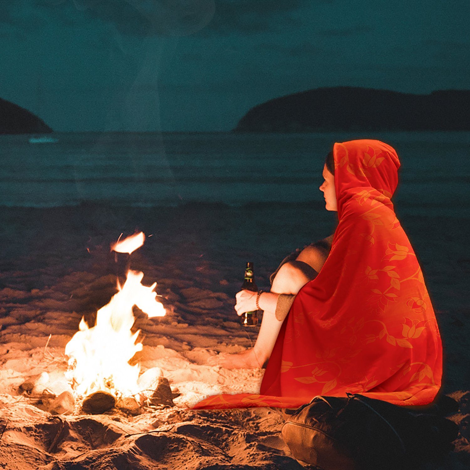 Orange Days Orange Hooded Blanket blanket 49 Dzine