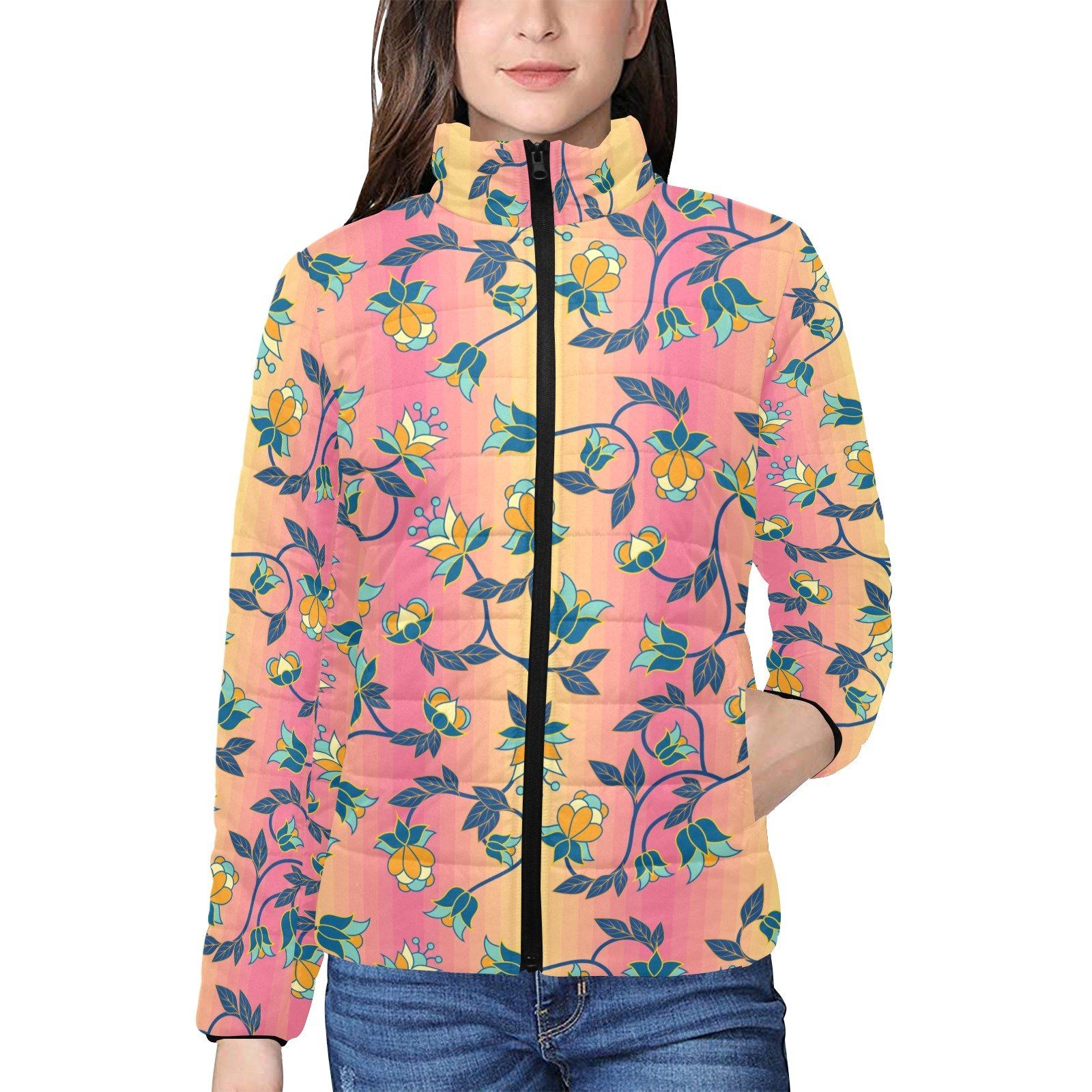 Orange Days Women's Stand Collar Padded Jacket (Model H41) jacket e-joyer