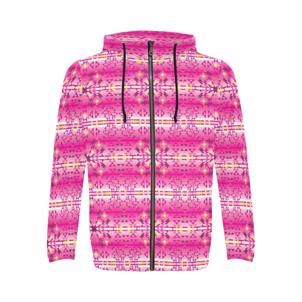 Pink Star All Over Print Full Zip Hoodie for Men (Model H14) hoodie e-joyer