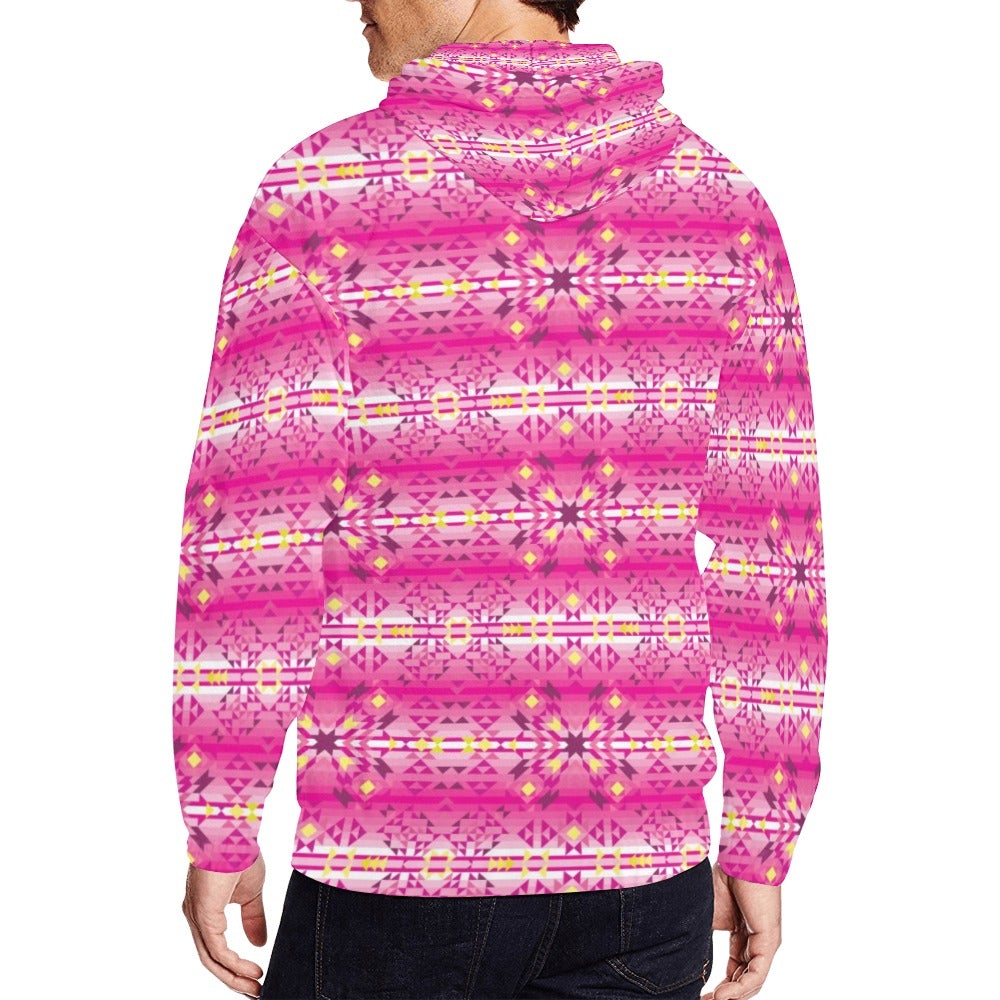 Pink Star All Over Print Full Zip Hoodie for Men (Model H14) hoodie e-joyer