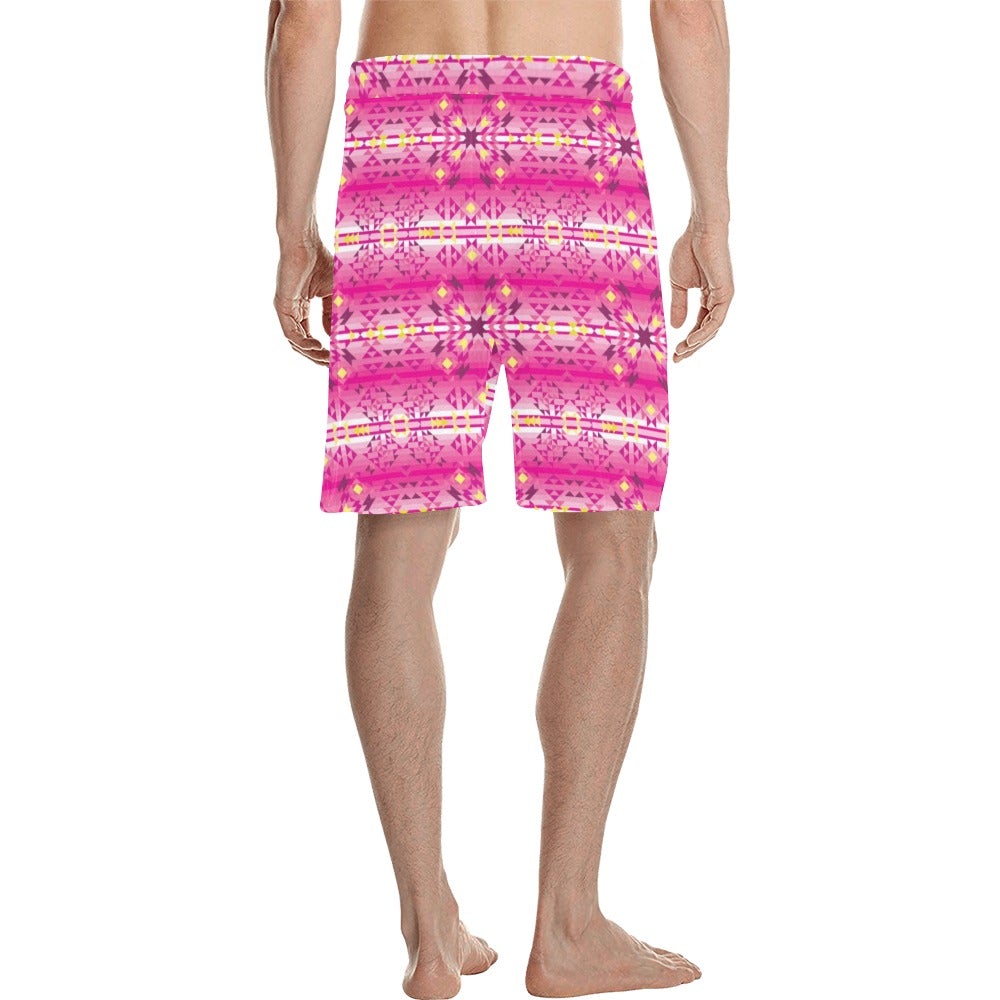 Pink Star Men's All Over Print Casual Shorts (Model L23) short e-joyer