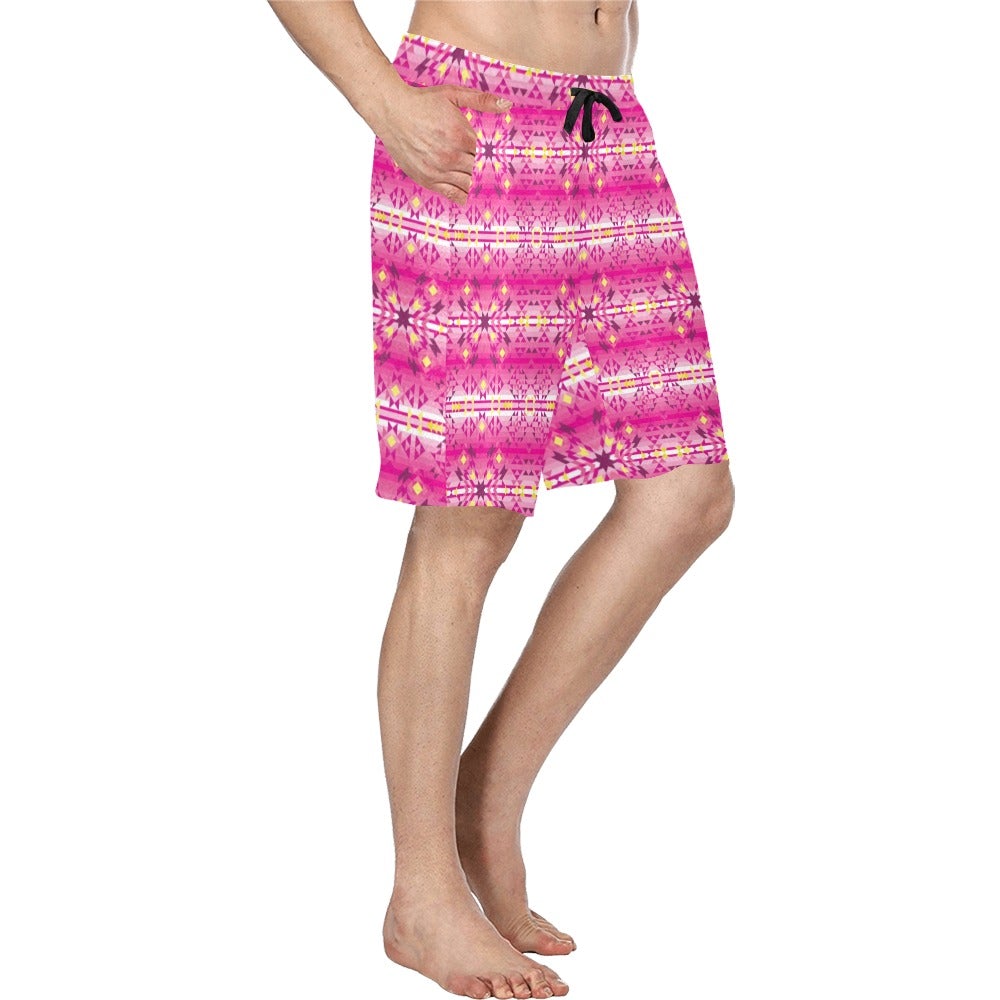 Pink Star Men's All Over Print Casual Shorts (Model L23) short e-joyer