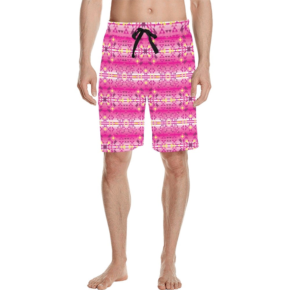 Pink Star Men's All Over Print Casual Shorts (Model L23) short e-joyer