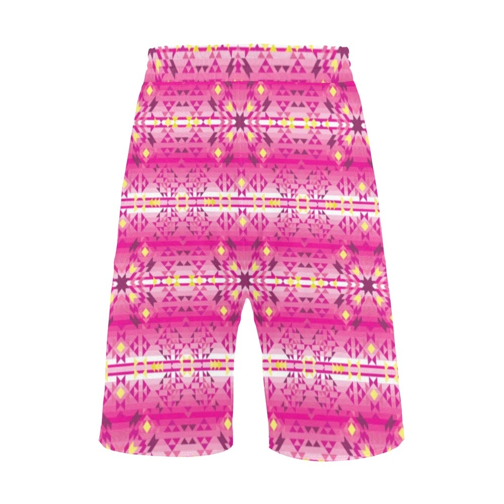 Pink Star Men's All Over Print Casual Shorts (Model L23) short e-joyer