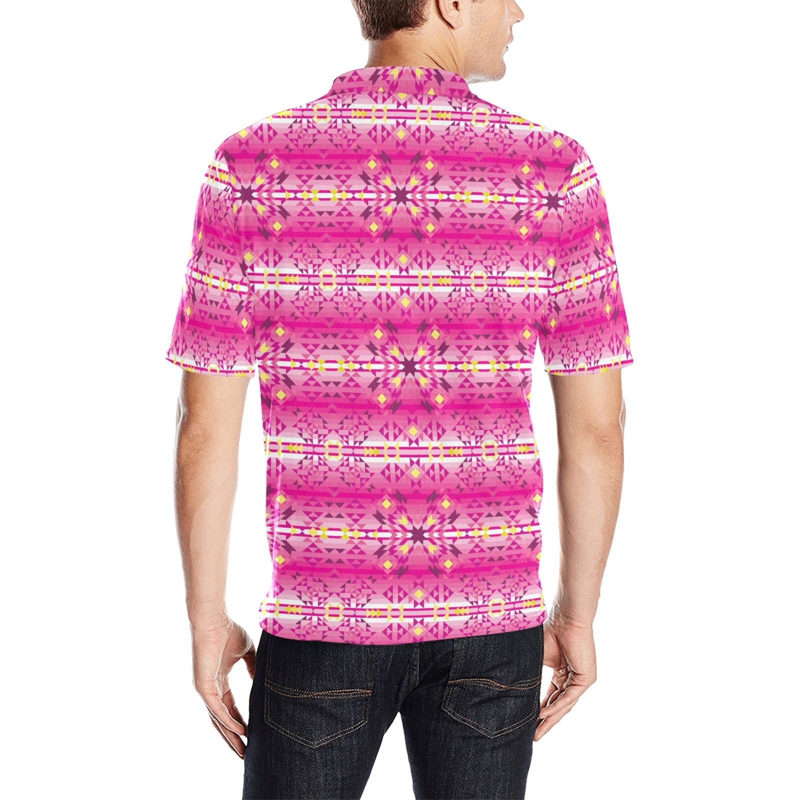 Pink Star Men's All Over Print Polo Shirt (Model T55) Men's Polo Shirt (Model T55) e-joyer