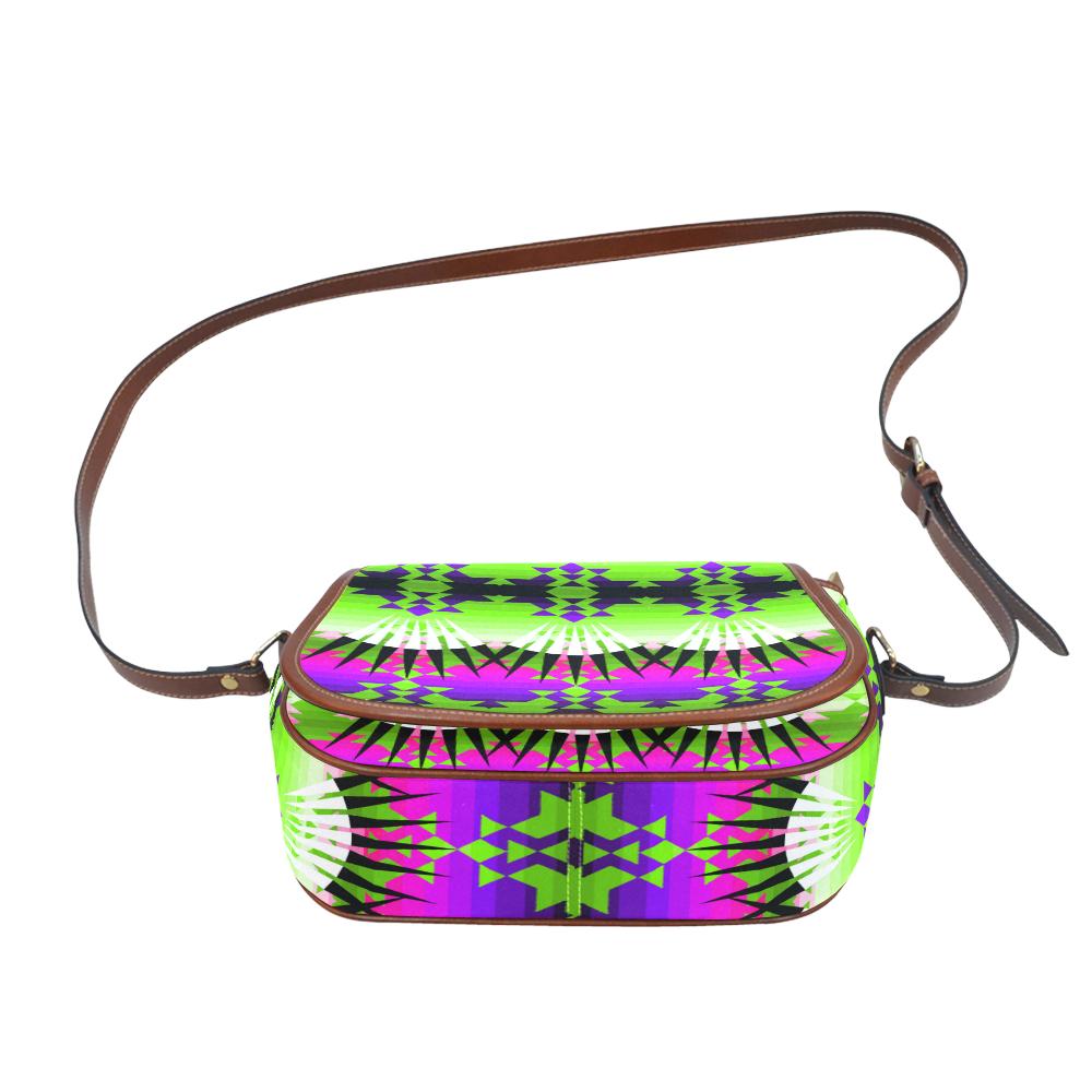 Plateau Ribbonwork Bustles Saddle Bag/Small (Model 1649) Full Customization Saddle Bag/Small (Full Customization) e-joyer