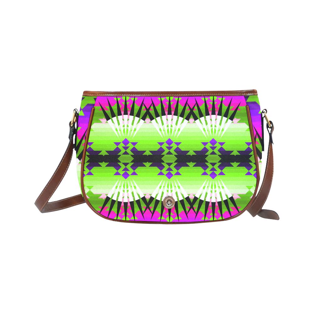 Plateau Ribbonwork Bustles Saddle Bag/Small (Model 1649) Full Customization Saddle Bag/Small (Full Customization) e-joyer