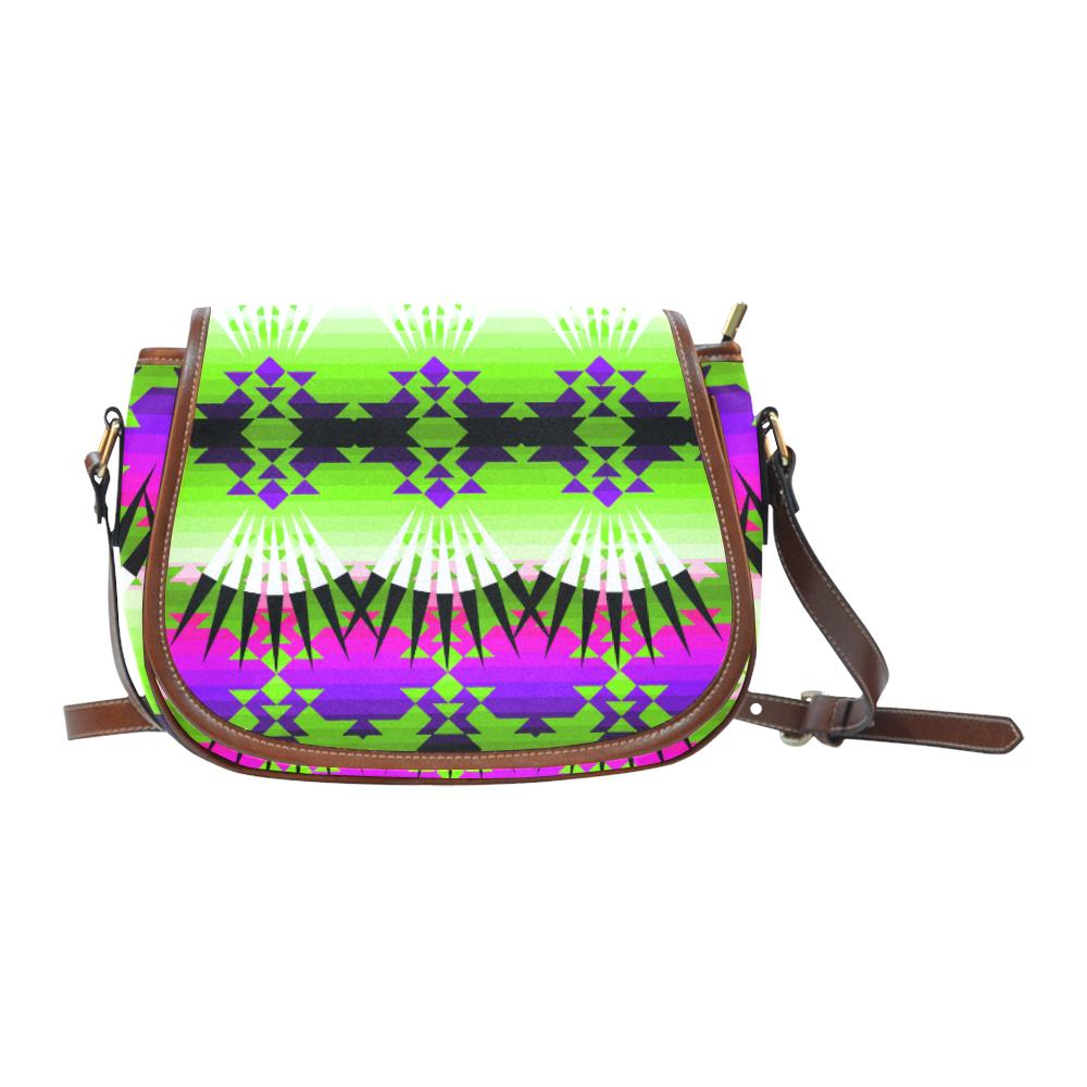 Plateau Ribbonwork Bustles Saddle Bag/Small (Model 1649) Full Customization Saddle Bag/Small (Full Customization) e-joyer