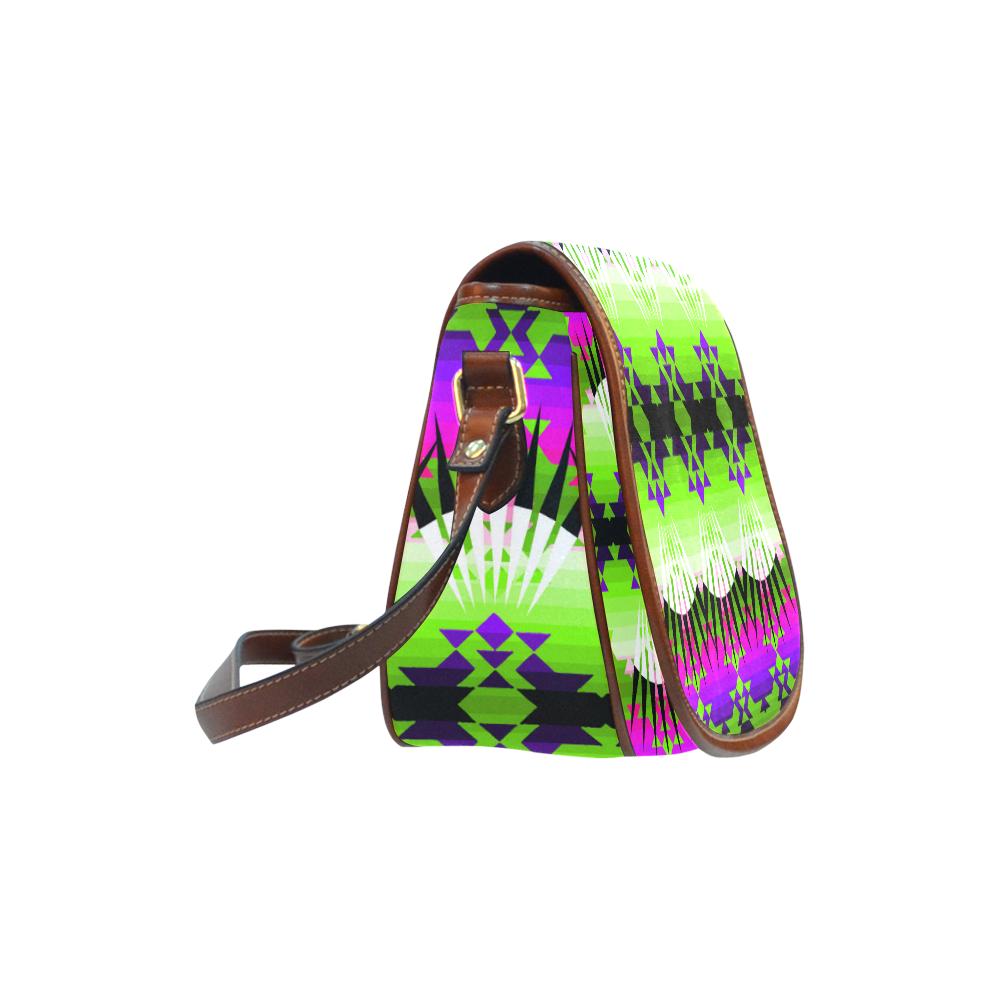 Plateau Ribbonwork Bustles Saddle Bag/Small (Model 1649) Full Customization Saddle Bag/Small (Full Customization) e-joyer