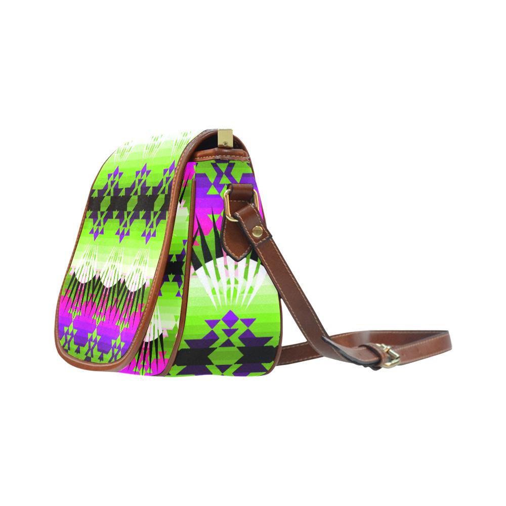 Plateau Ribbonwork Bustles Saddle Bag/Small (Model 1649) Full Customization Saddle Bag/Small (Full Customization) e-joyer