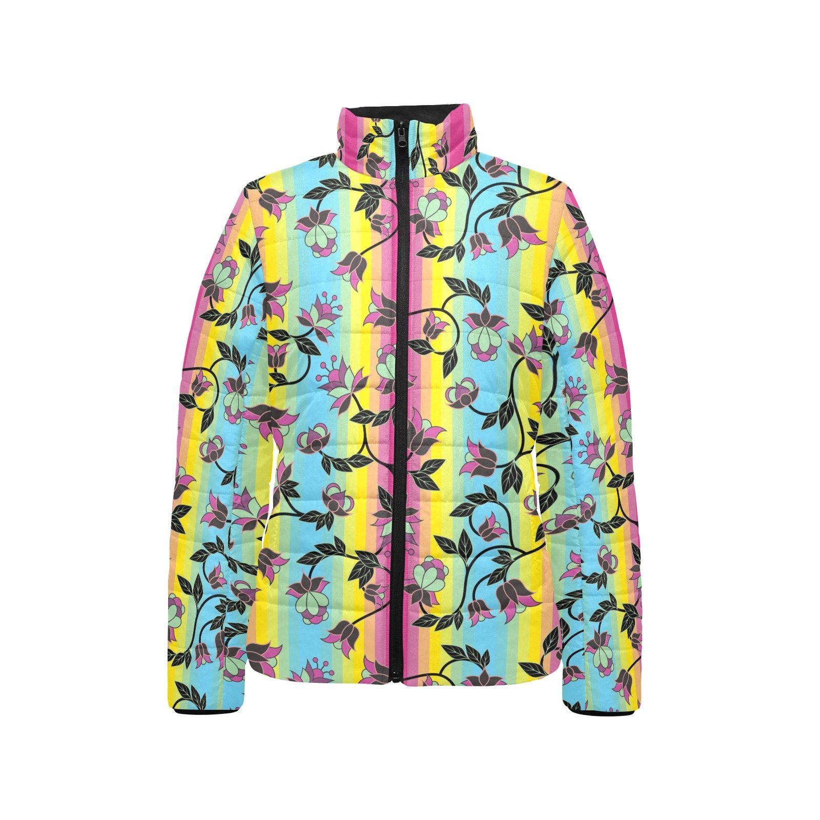 Powwow Carnival Women's Stand Collar Padded Jacket (Model H41) jacket e-joyer