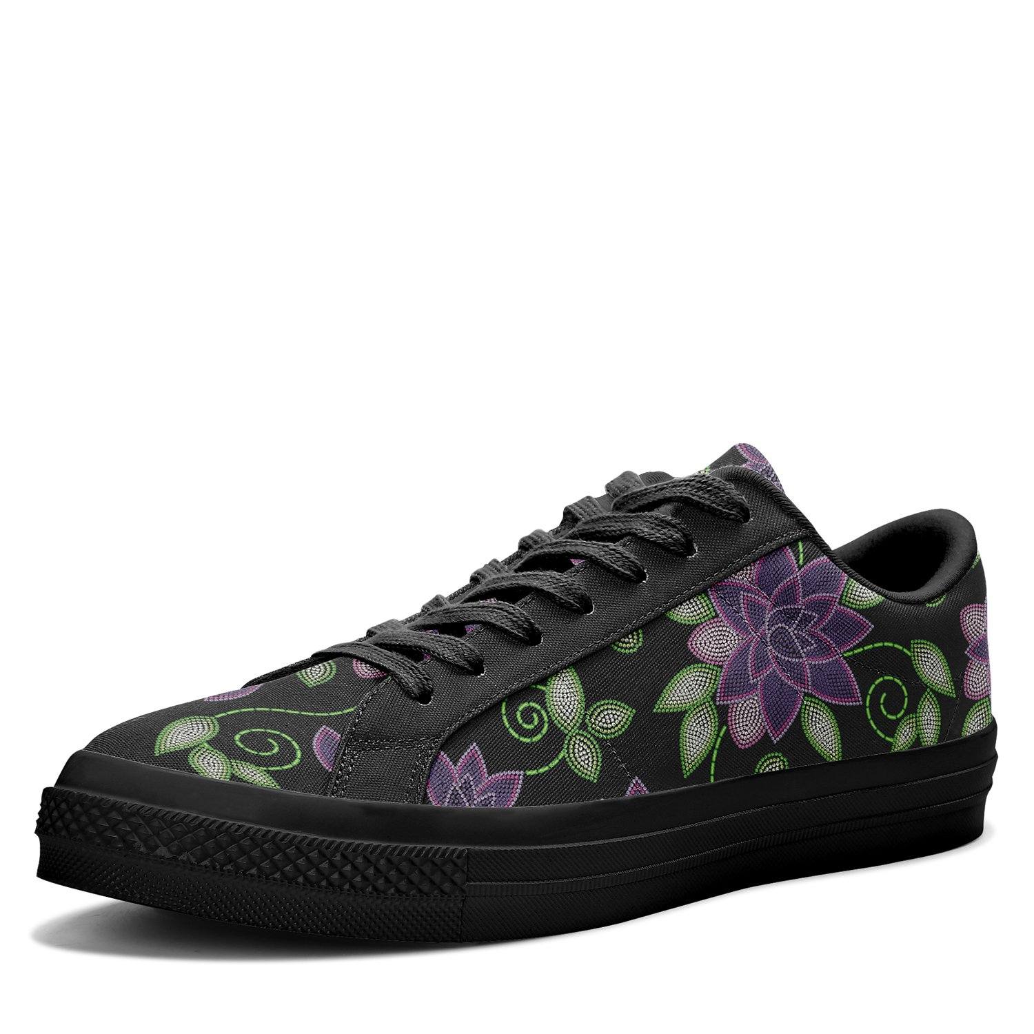 Purple Beaded Rose Aapisi Low Top Canvas Shoes Black Sole aapisi Herman