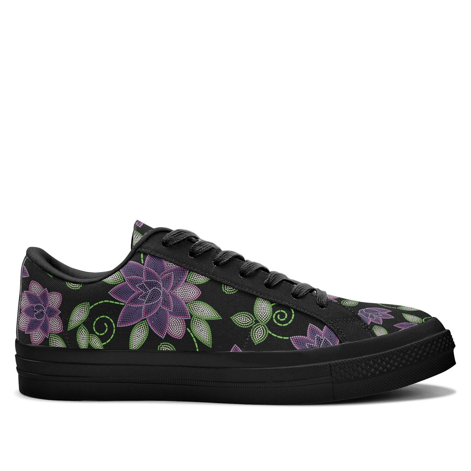 Purple Beaded Rose Aapisi Low Top Canvas Shoes Black Sole aapisi Herman