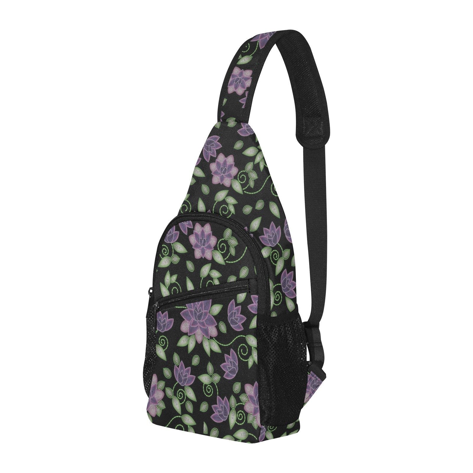 Purple Beaded Rose All Over Print Chest Bag (Model 1719) All Over Print Chest Bag (1719) e-joyer