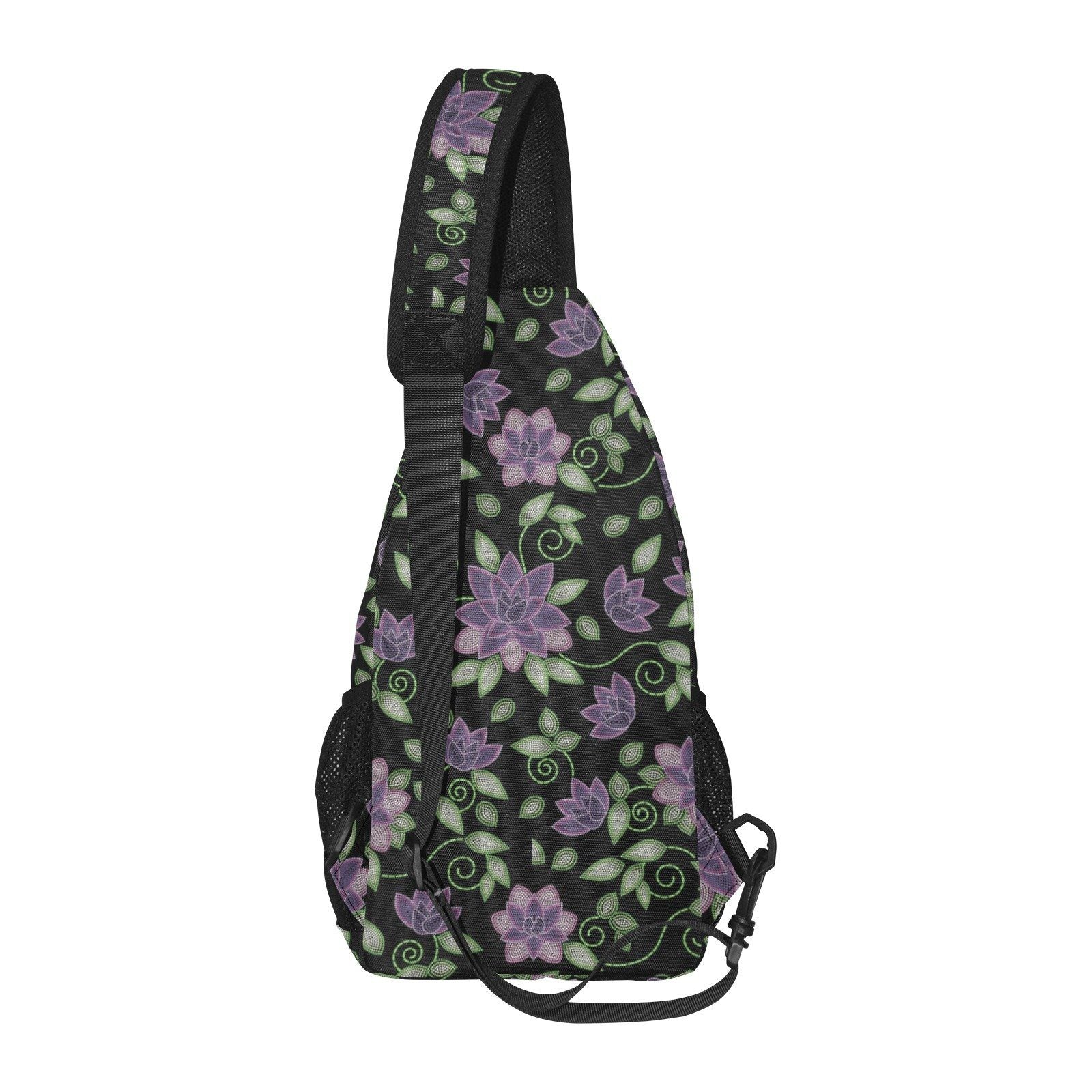 Purple Beaded Rose All Over Print Chest Bag (Model 1719) All Over Print Chest Bag (1719) e-joyer