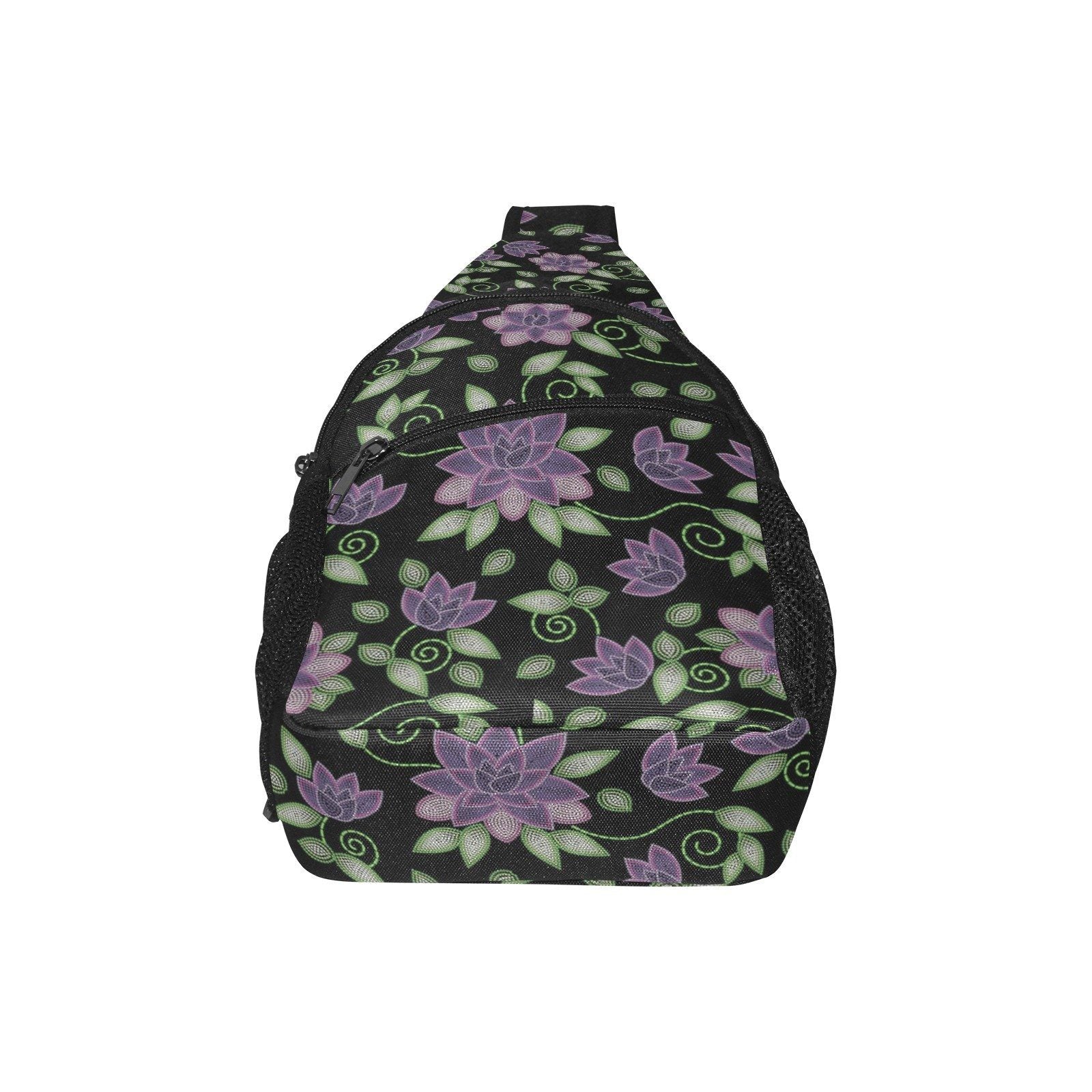 Purple Beaded Rose All Over Print Chest Bag (Model 1719) All Over Print Chest Bag (1719) e-joyer