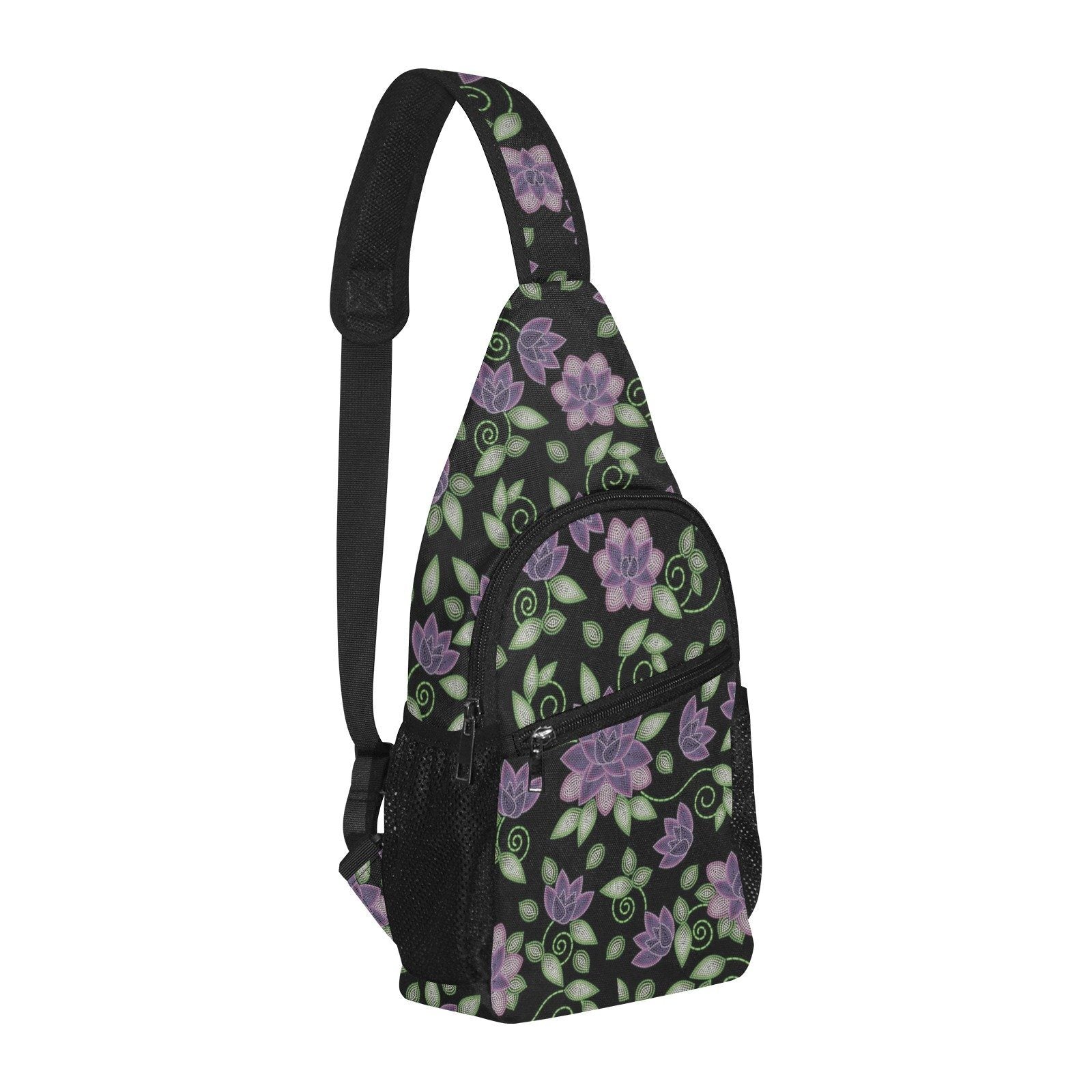 Purple Beaded Rose All Over Print Chest Bag (Model 1719) All Over Print Chest Bag (1719) e-joyer