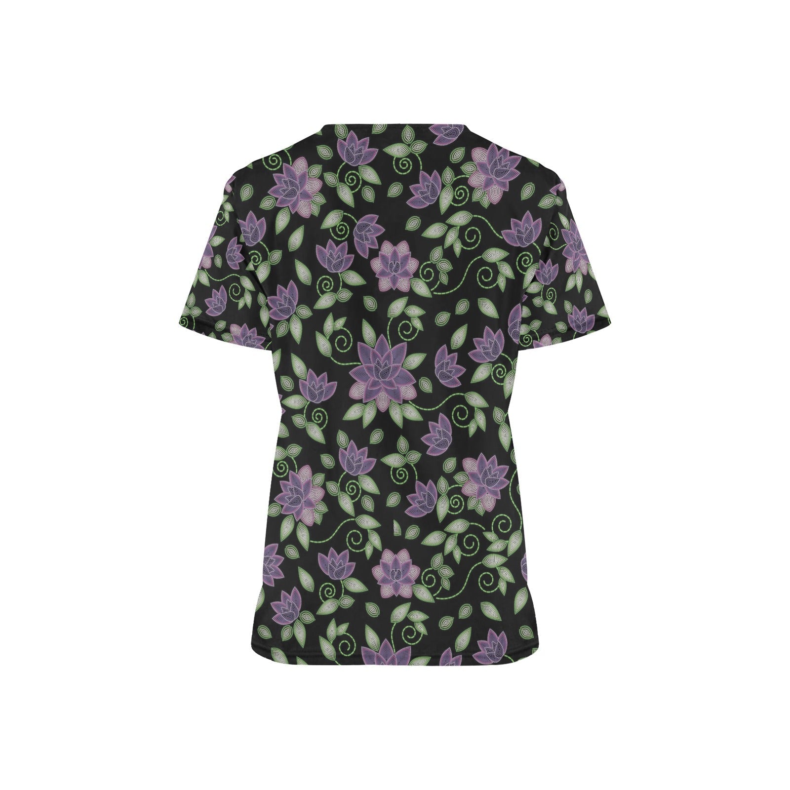 Purple Beaded Rose All Over Print Scrub Top Scrub Top e-joyer