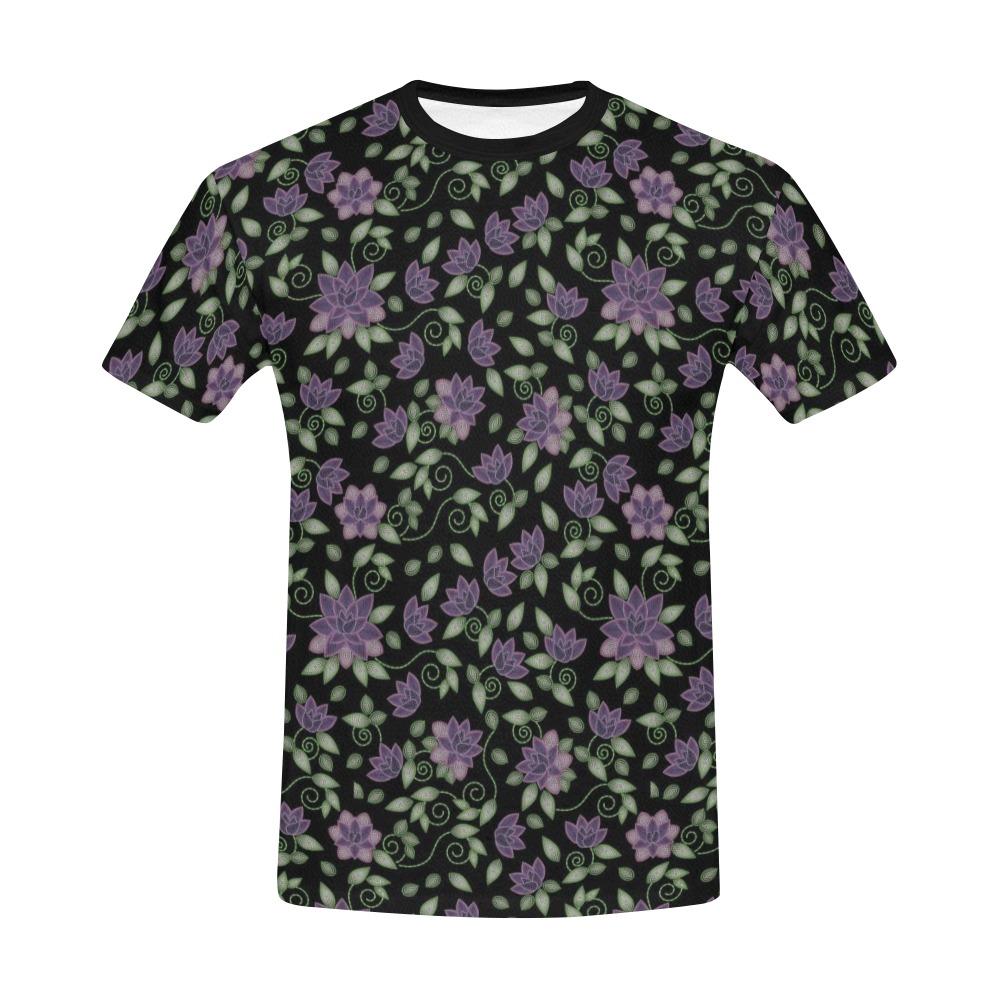 Purple Beaded Rose All Over Print T-Shirt for Men (USA Size) (Model T40) All Over Print T-Shirt for Men (T40) e-joyer
