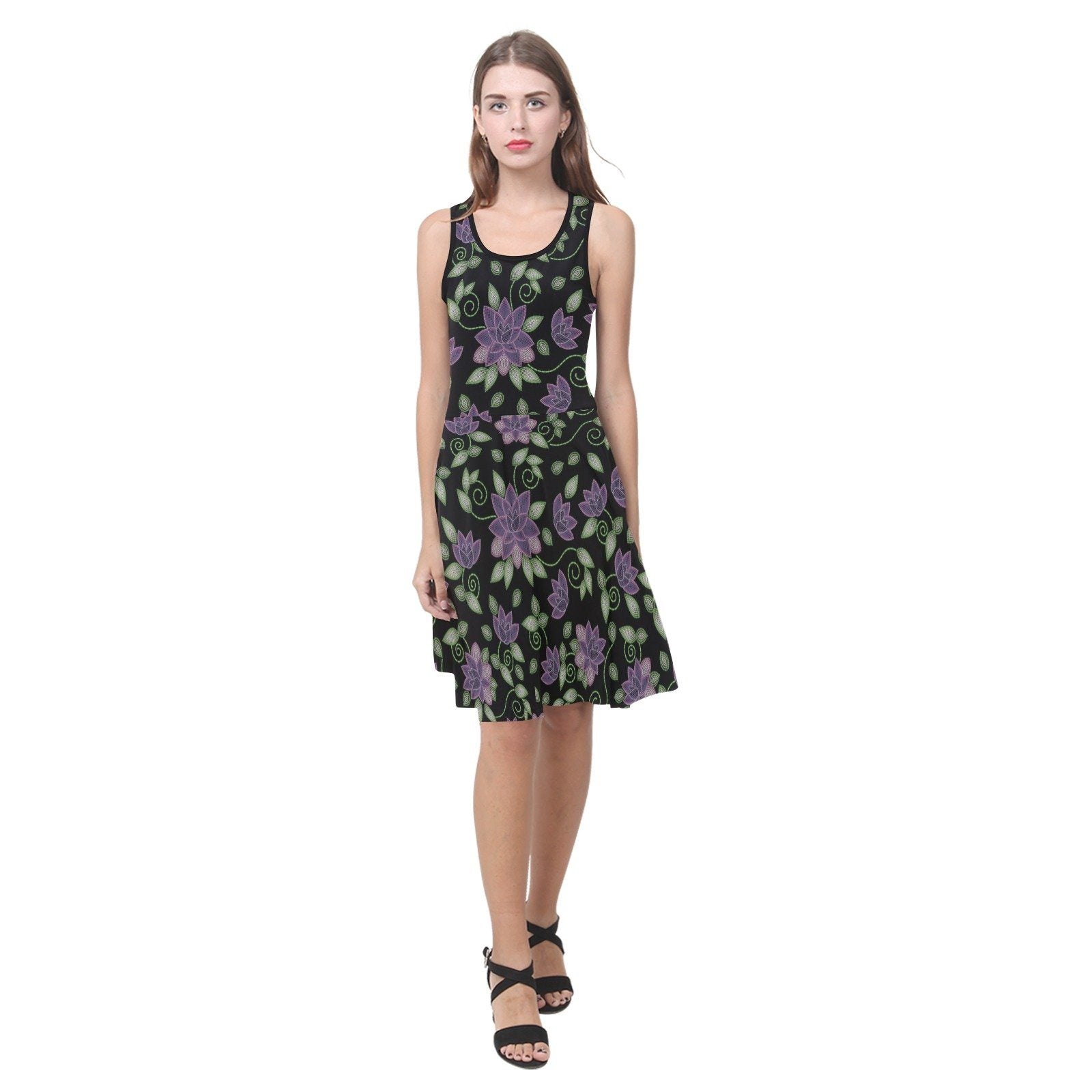 Purple Beaded Rose Atalanta Sundress (Model D04) Atalanta Sundress (D04) e-joyer