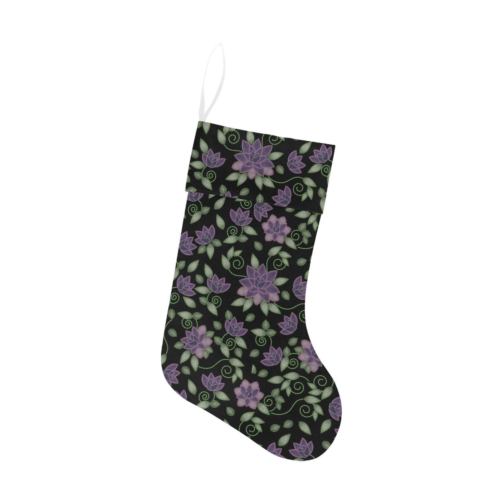 Purple Beaded Rose Christmas Stocking holiday stocking e-joyer