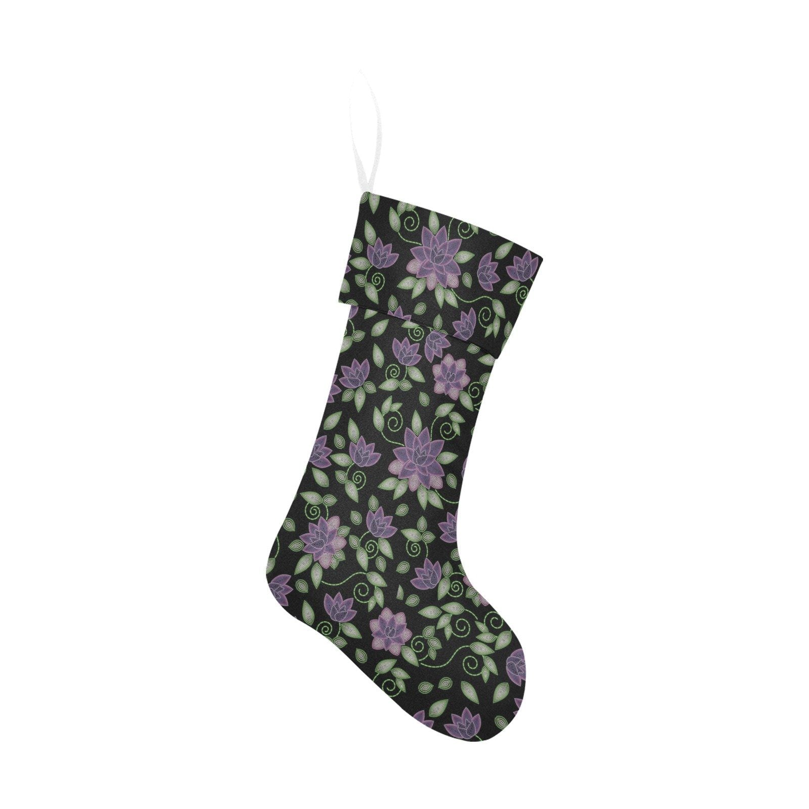 Purple Beaded Rose Christmas Stocking holiday stocking e-joyer