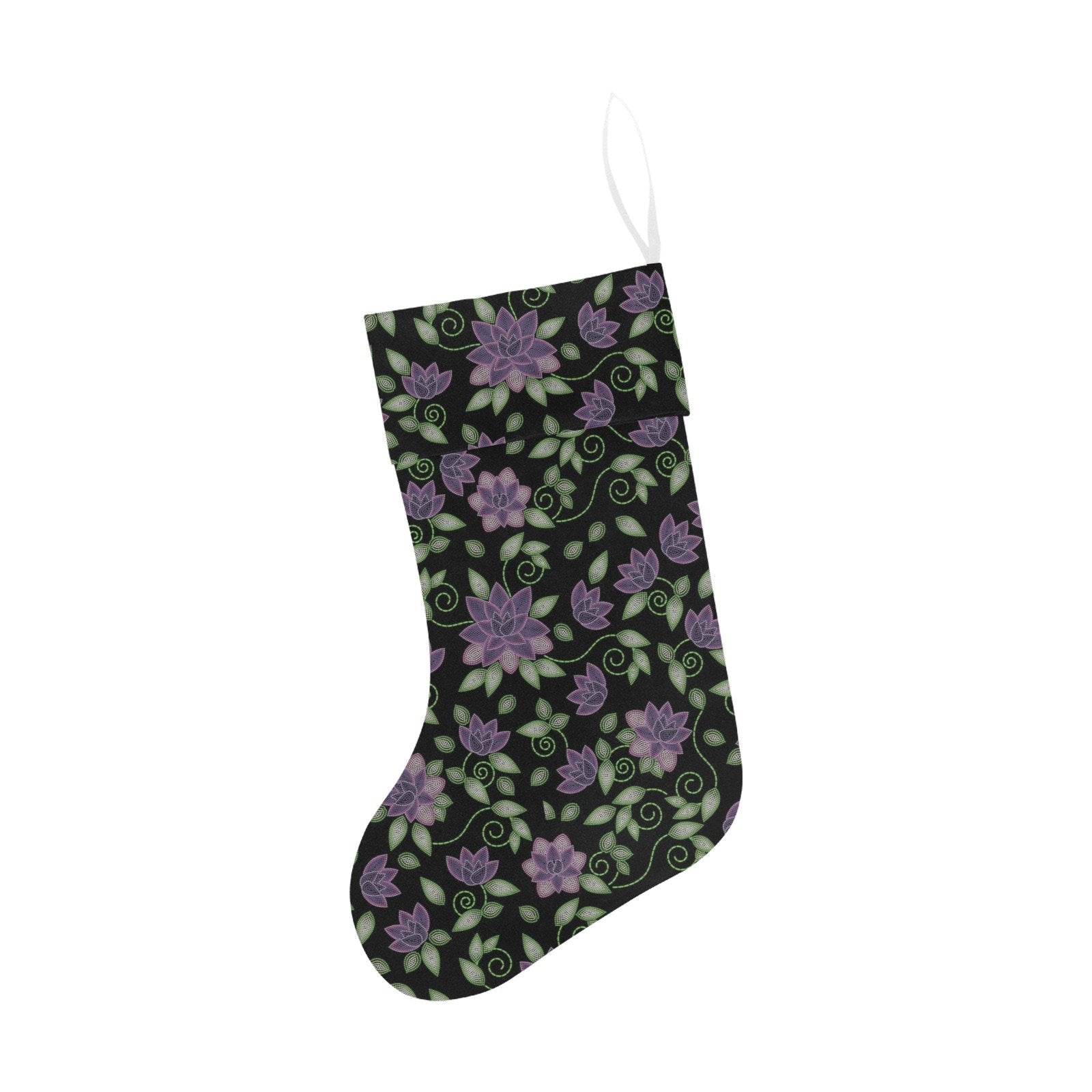 Purple Beaded Rose Christmas Stocking holiday stocking e-joyer