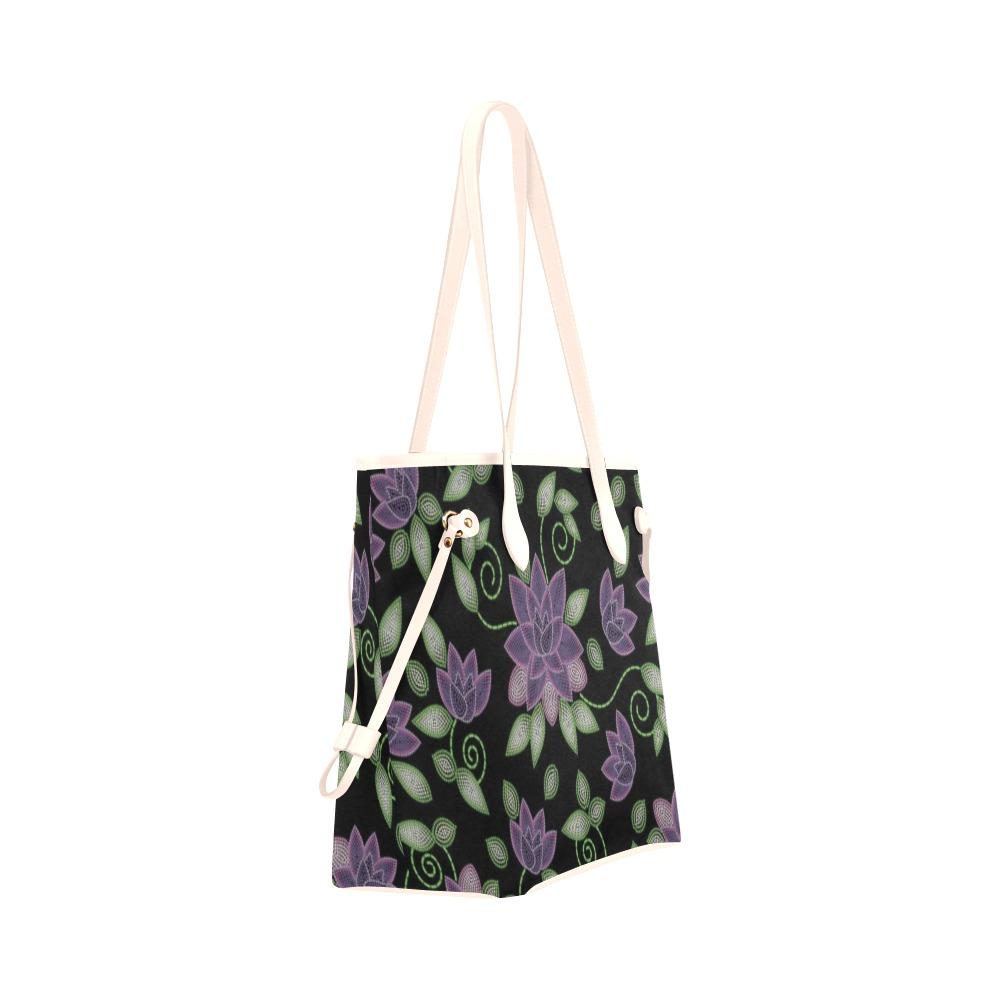 Purple Beaded Rose Clover Canvas Tote Bag (Model 1661) Clover Canvas Tote Bag (1661) e-joyer