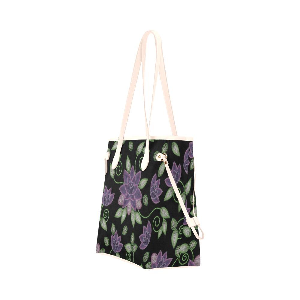 Purple Beaded Rose Clover Canvas Tote Bag (Model 1661) Clover Canvas Tote Bag (1661) e-joyer